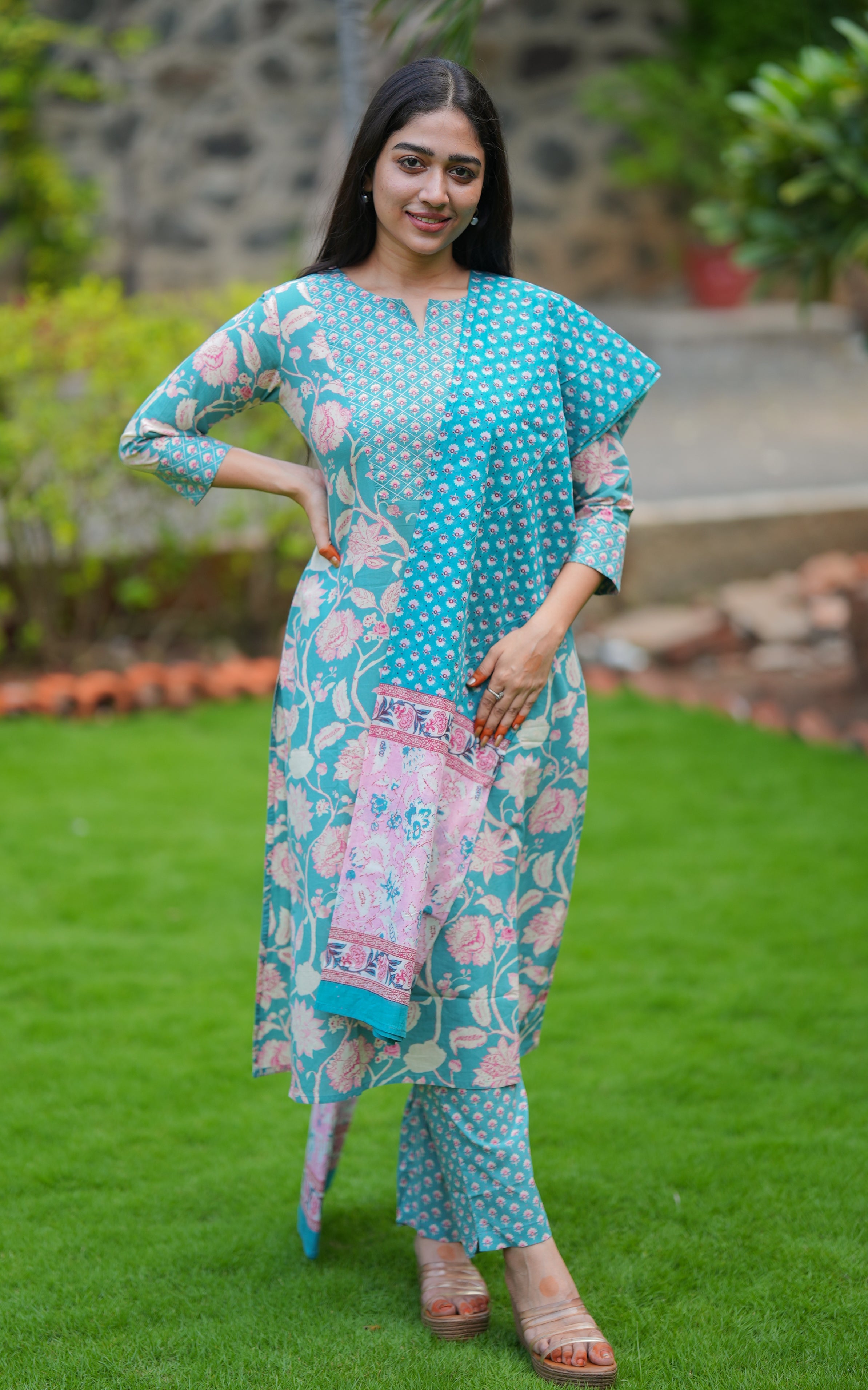 Anvidha Aqua (Kurti+Pant+Dupatta) KURTIS instore