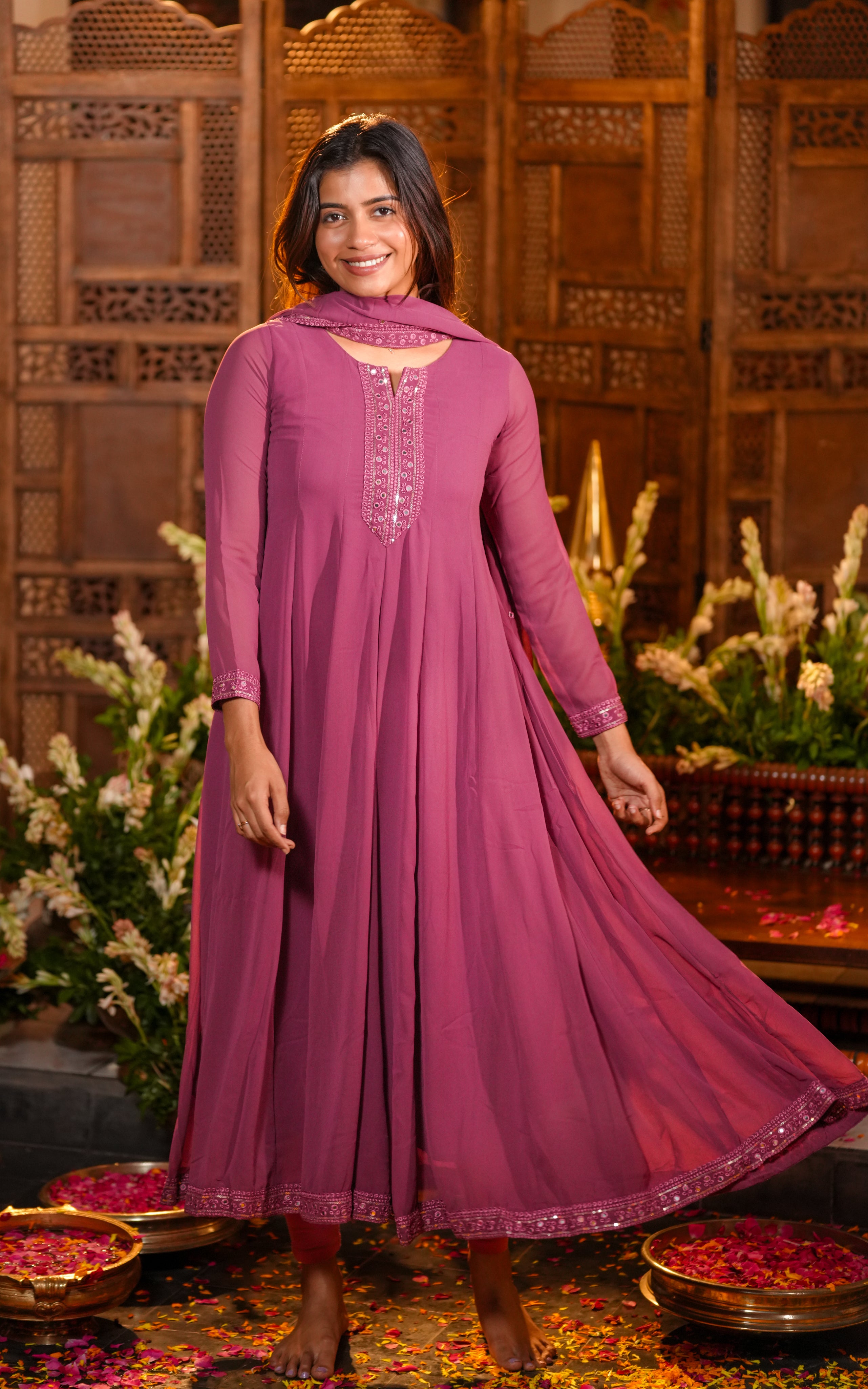 Matheesha Onion Pink (Kurti+Dupatta)