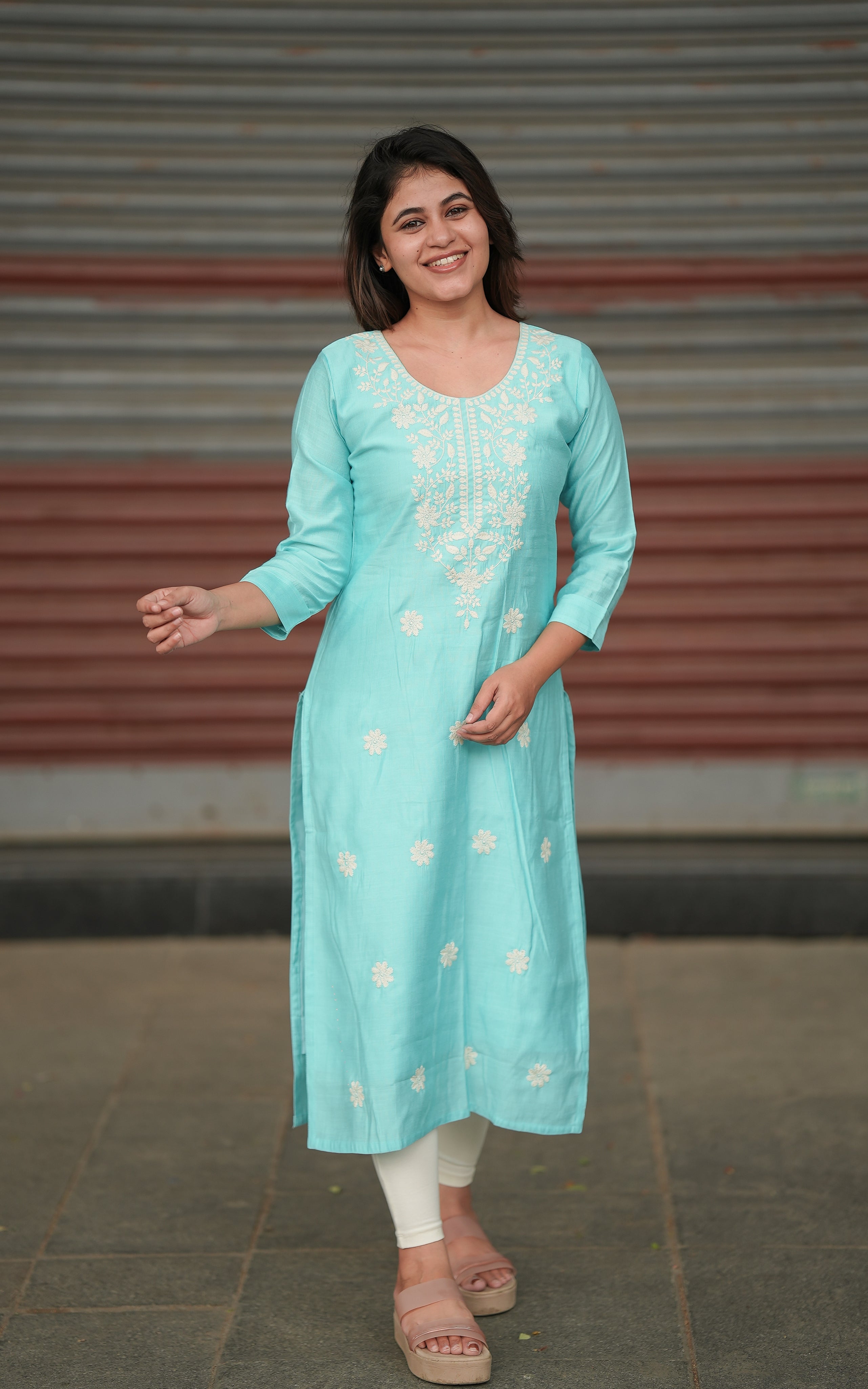 chikankari embroidred kurti