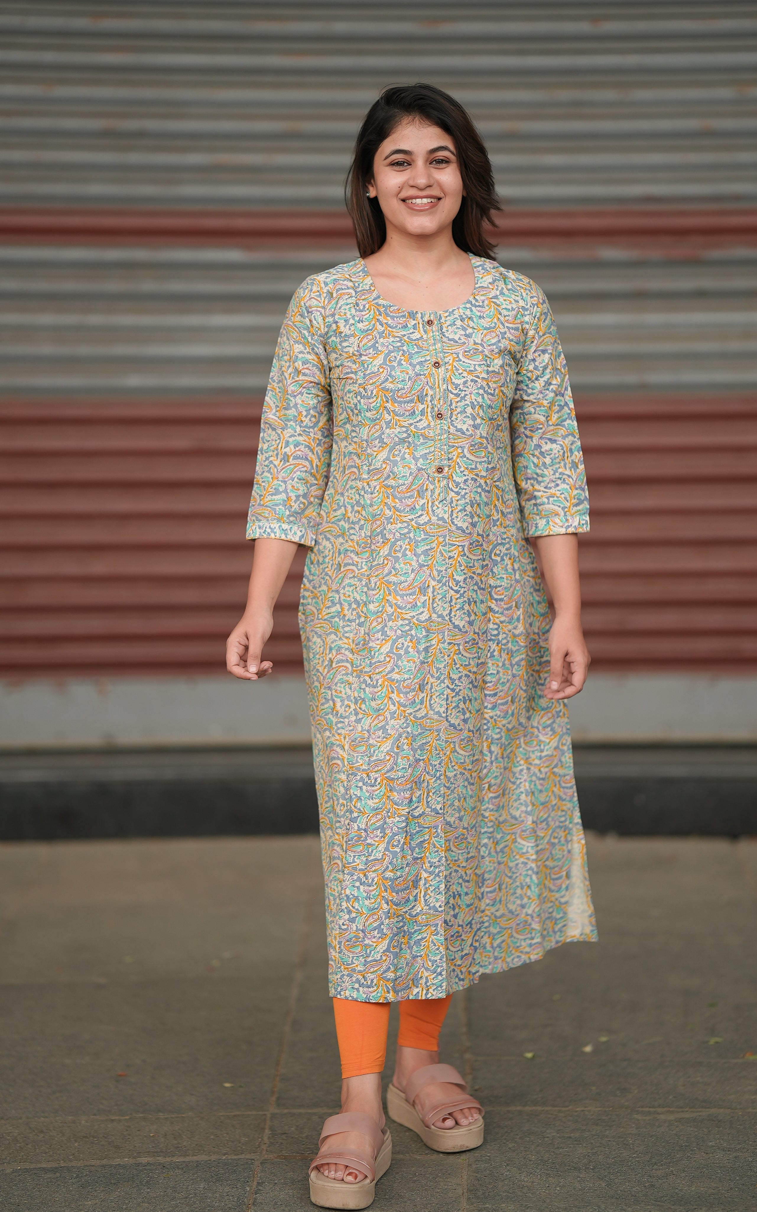 straight cut kurti with front and side slit 