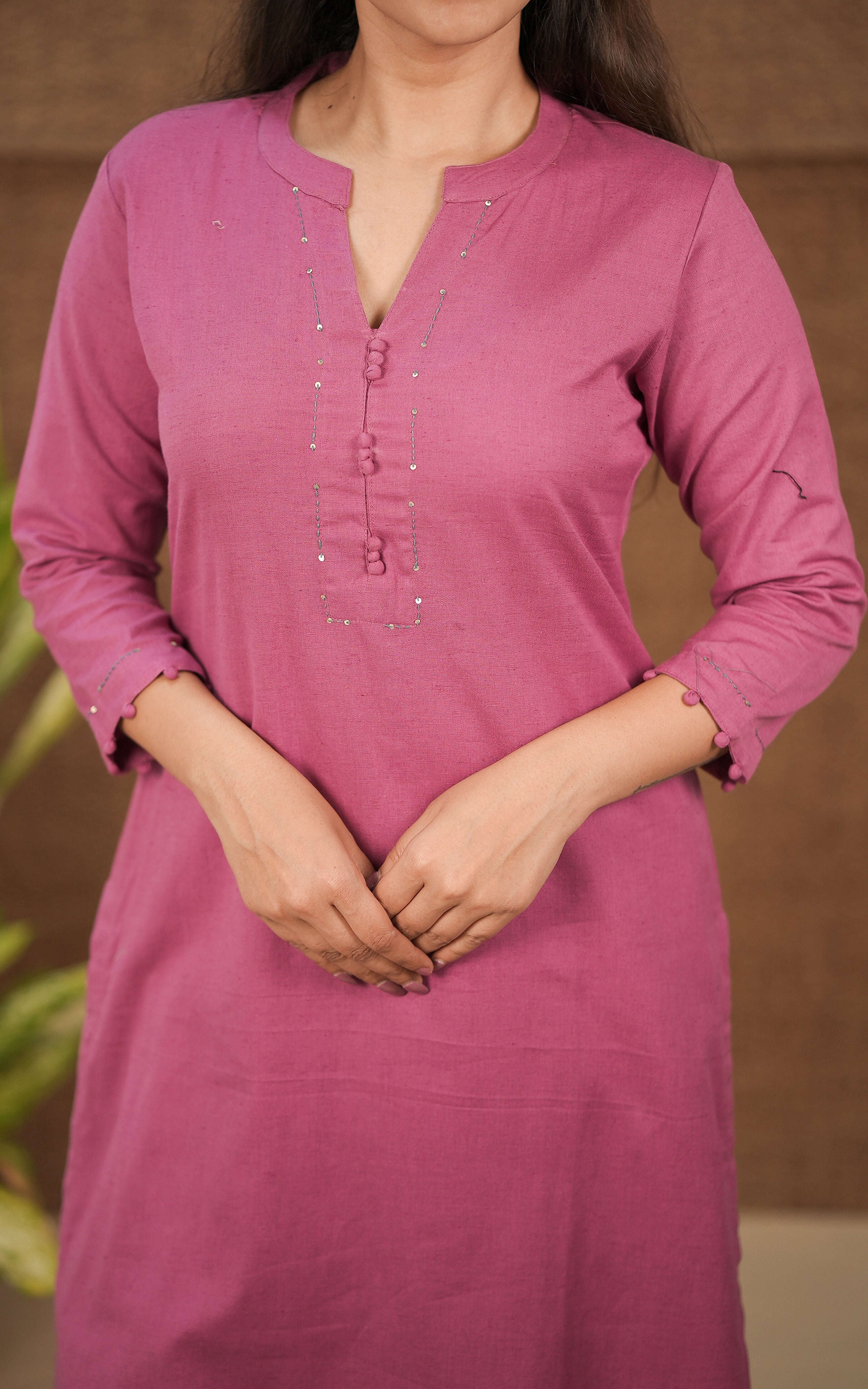 instore cotton flex mauve color affordable kurti set for women daily wear ,office wear,college wear