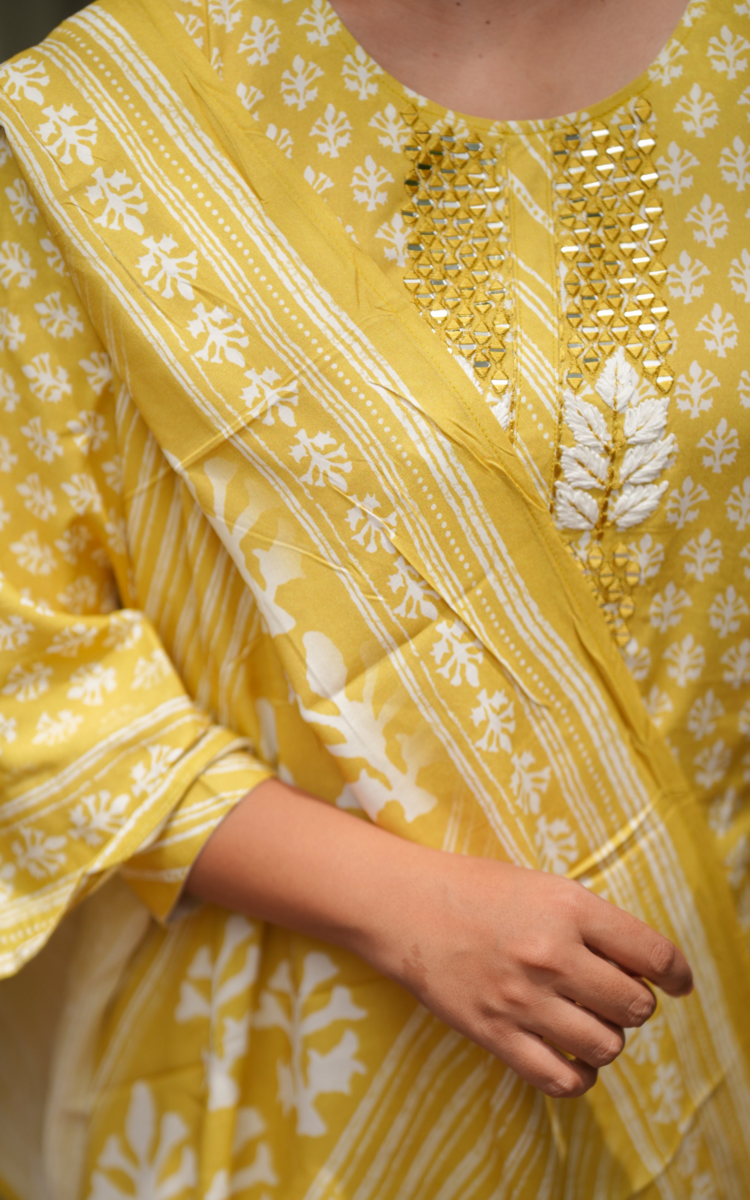 yellow color kurti set