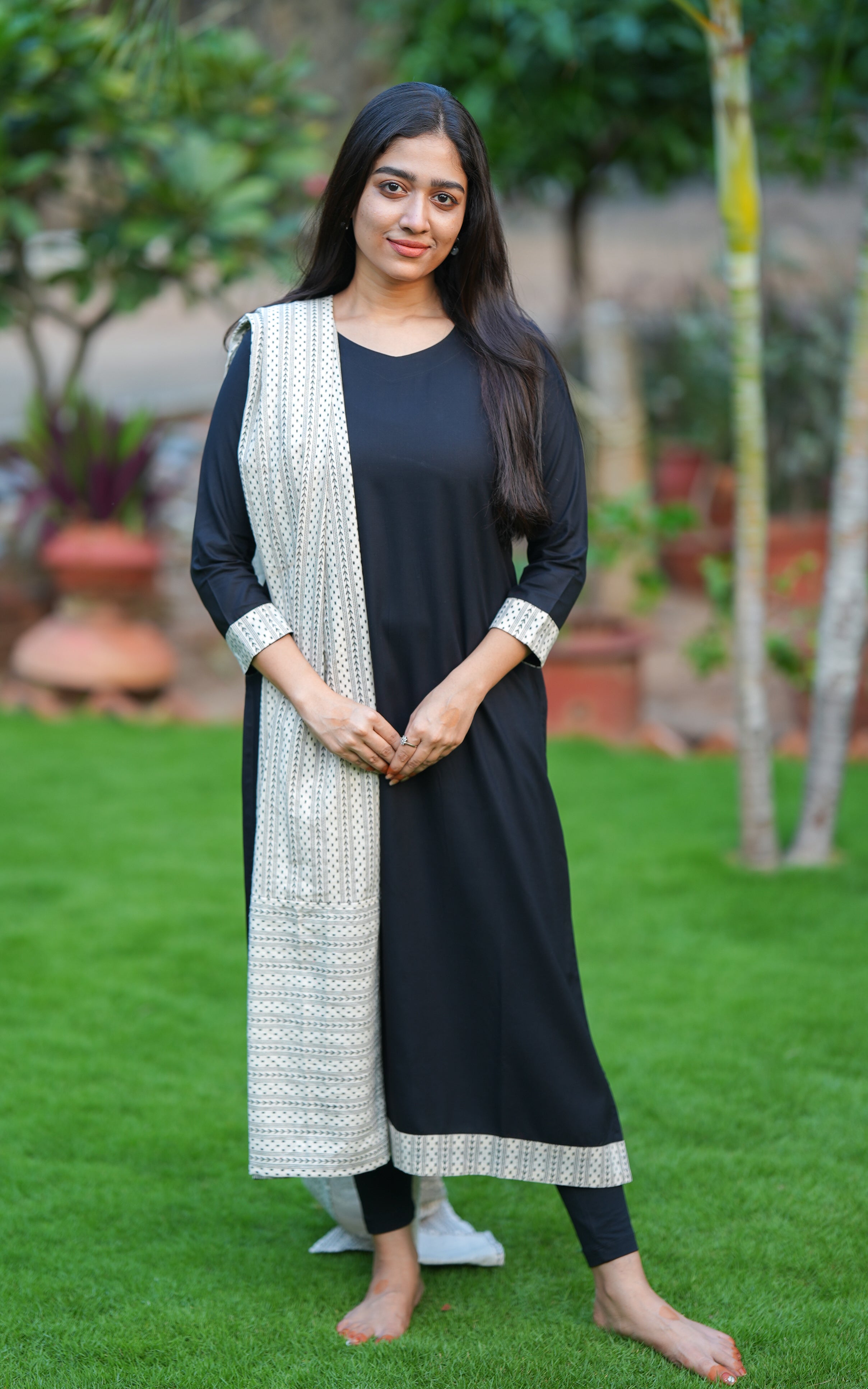 Mathiyazhaki Black (Kurti+Dupatta) KURTIS instore