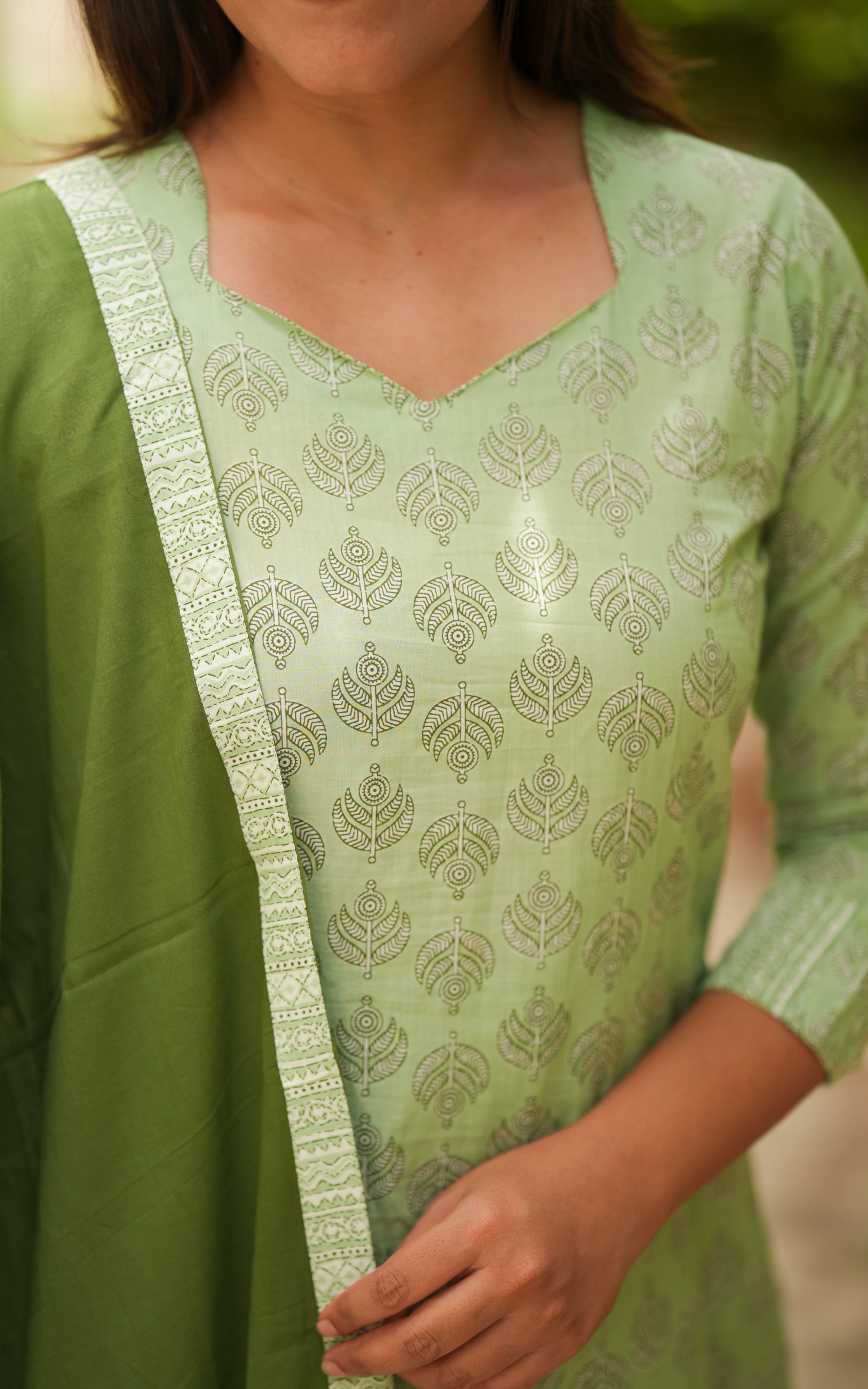 printed cotton kurti set