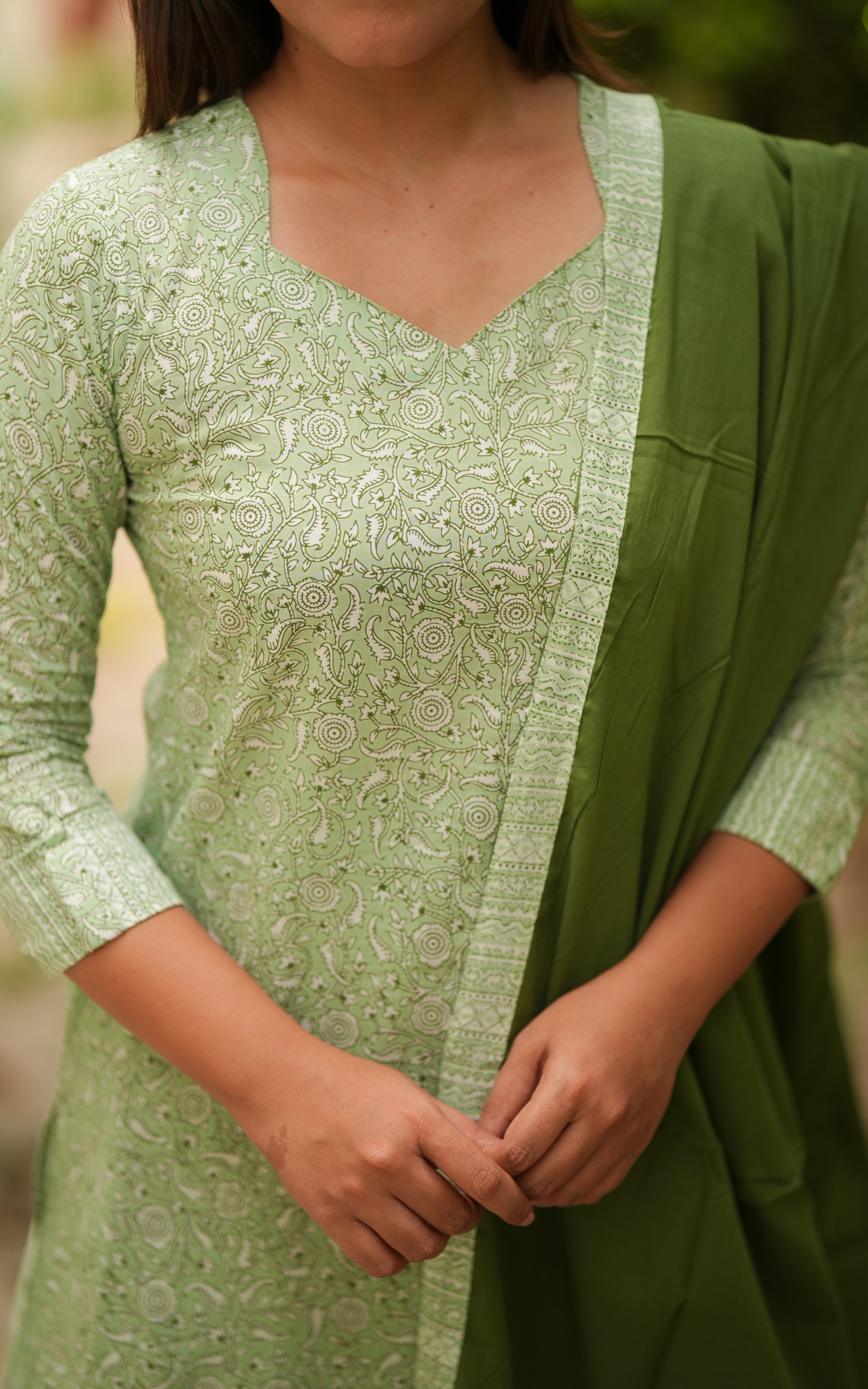 green color kurti set 