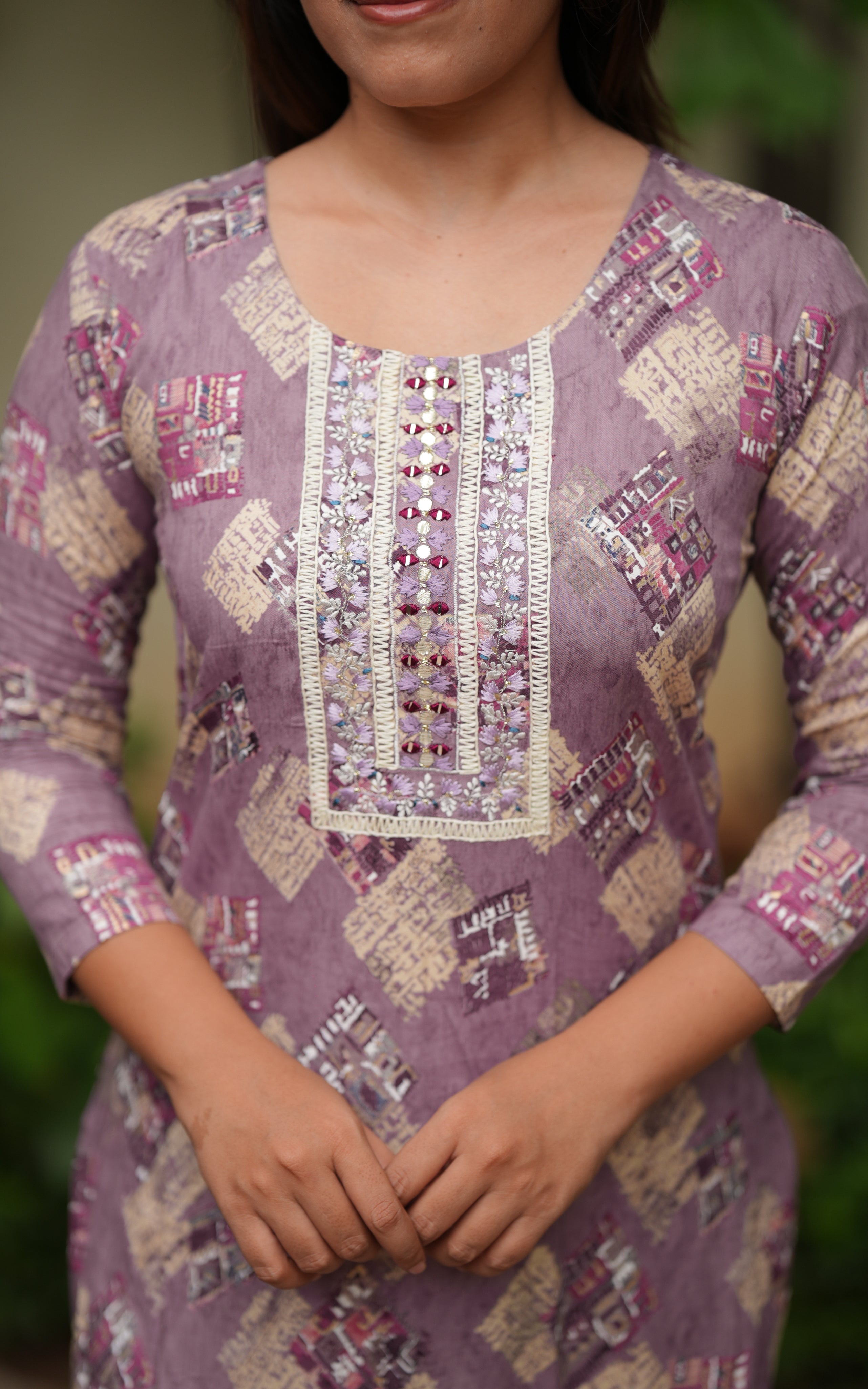 lavender color straight cut kurti 