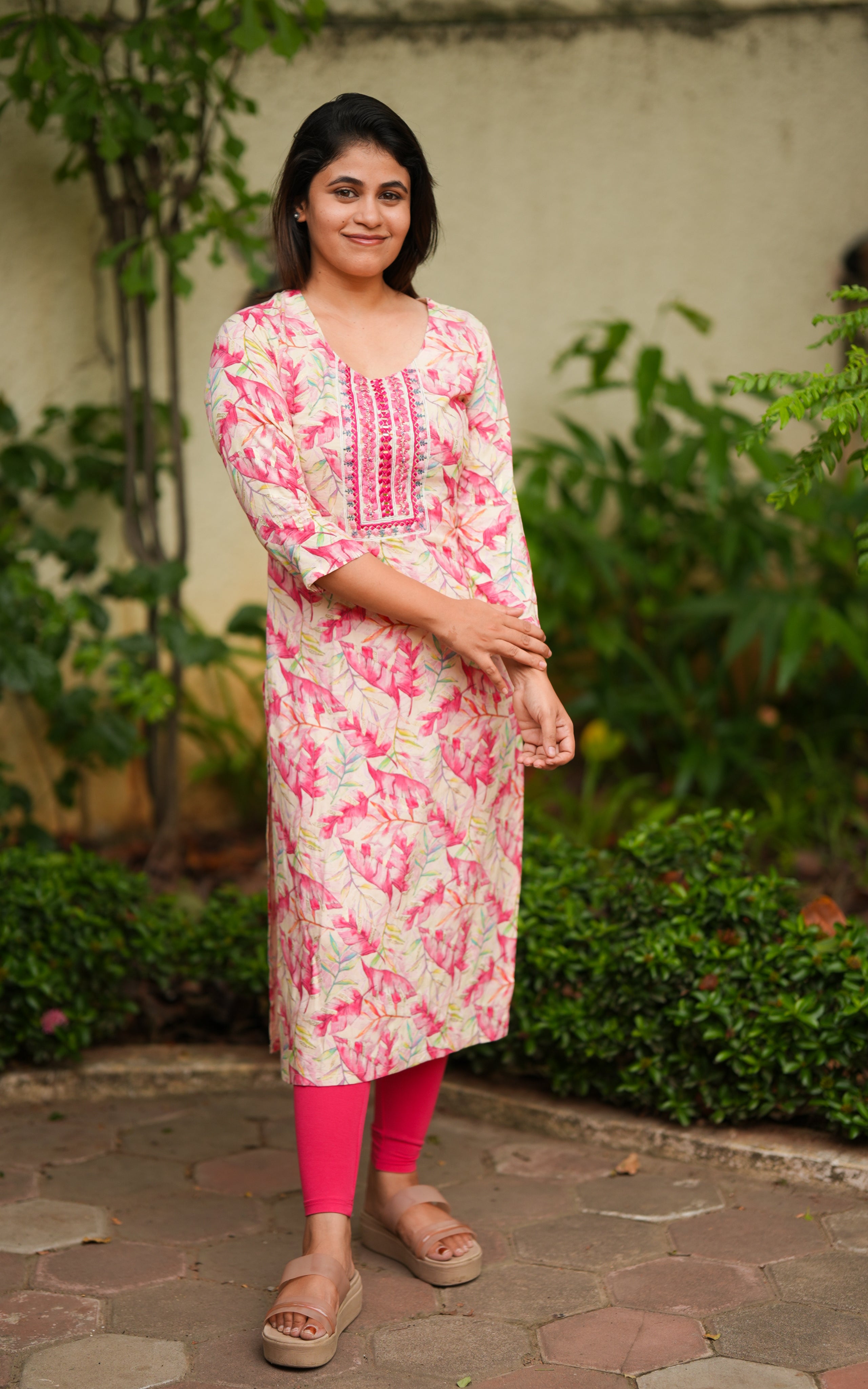 rayon blend straight cut kurti with side slit