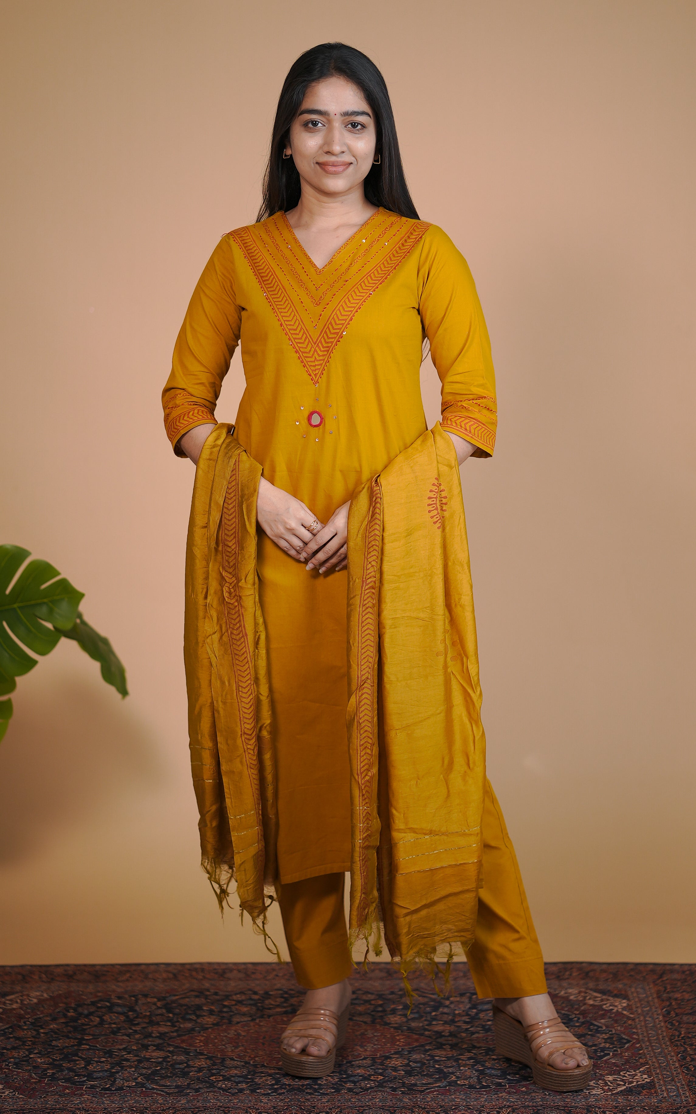Premalathi Handblock (Kurti+Pant+Dupatta)