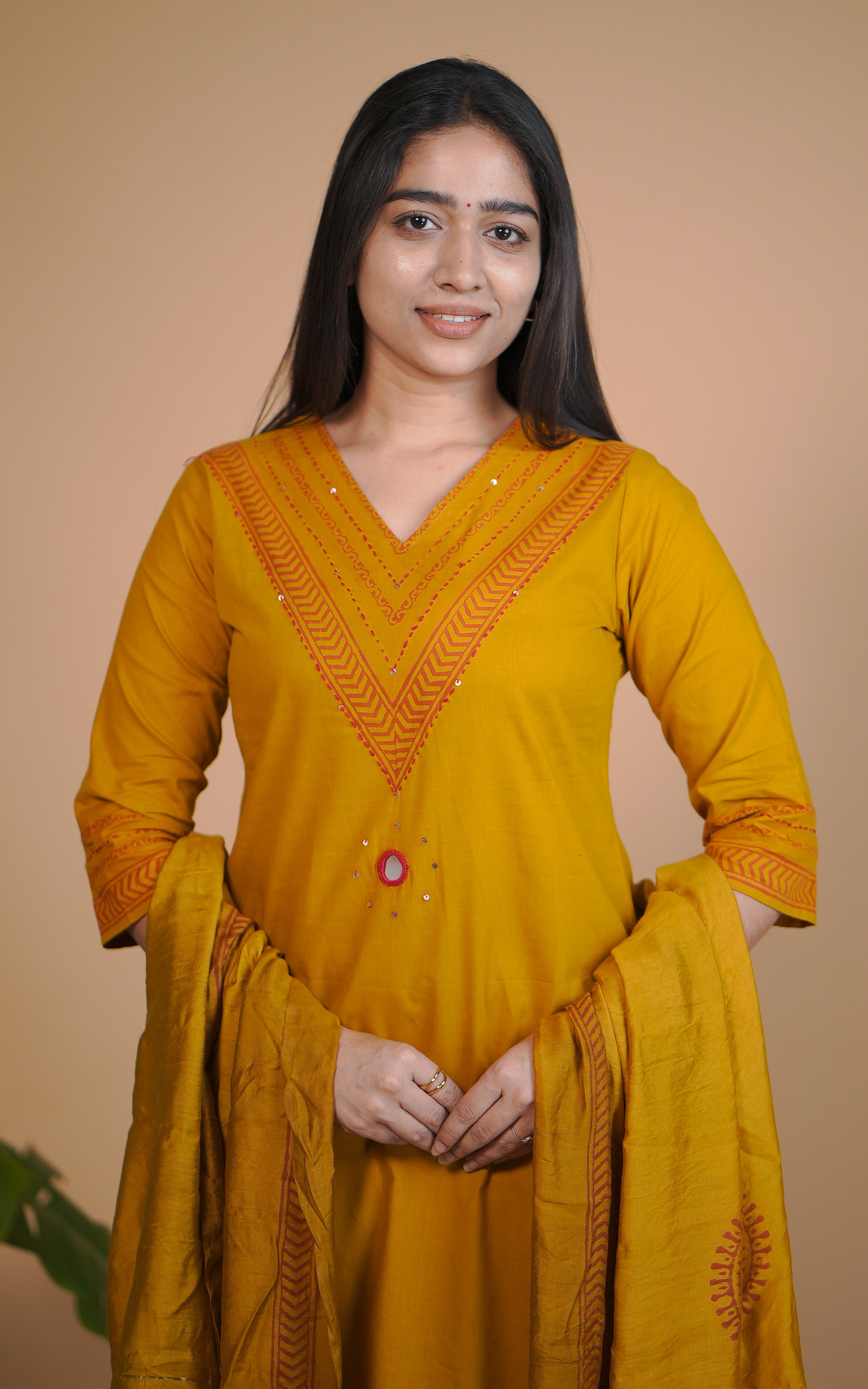 Premalathi Handblock (Kurti+Pant+Dupatta)