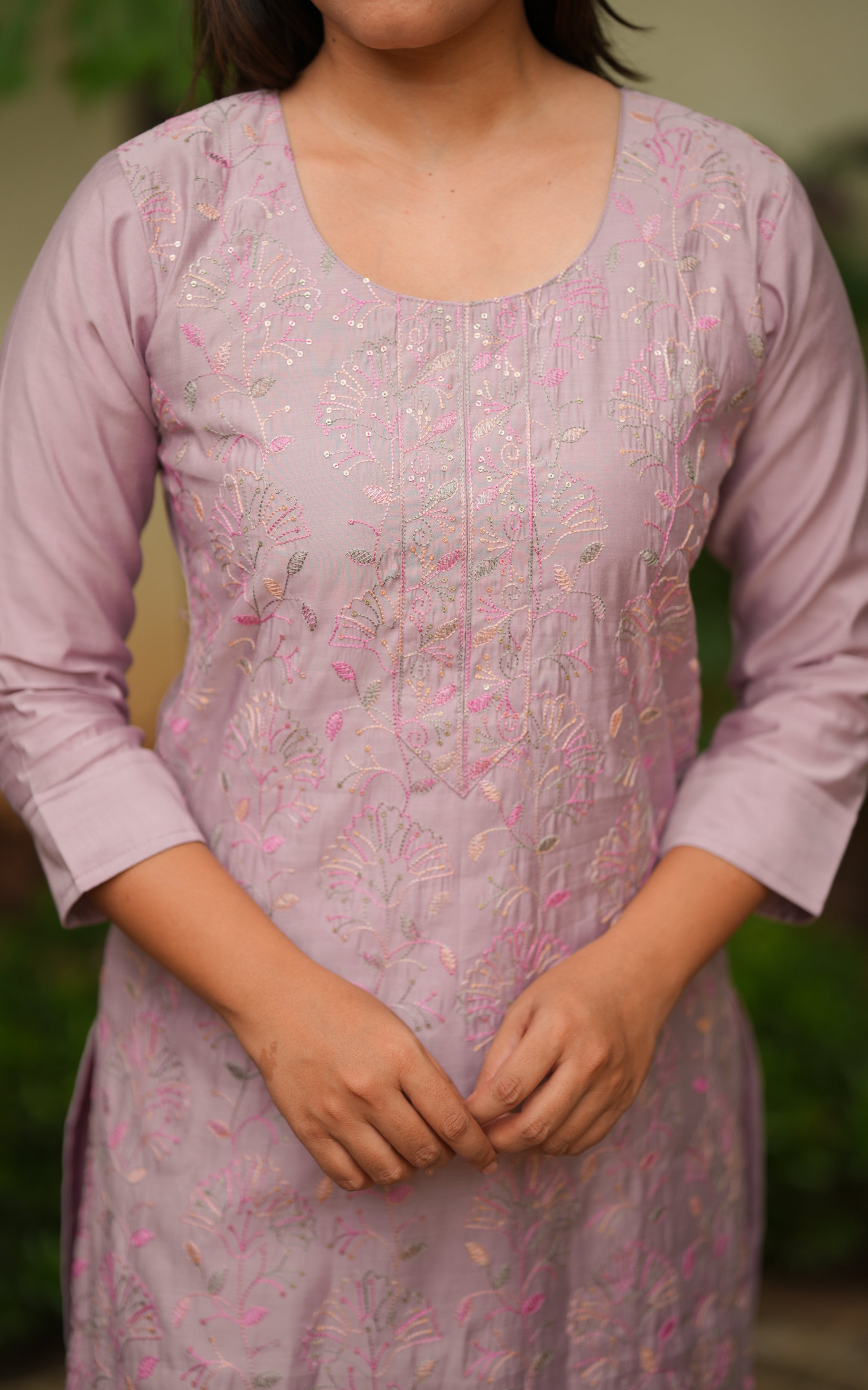 scequence embroidred straight cut kurti