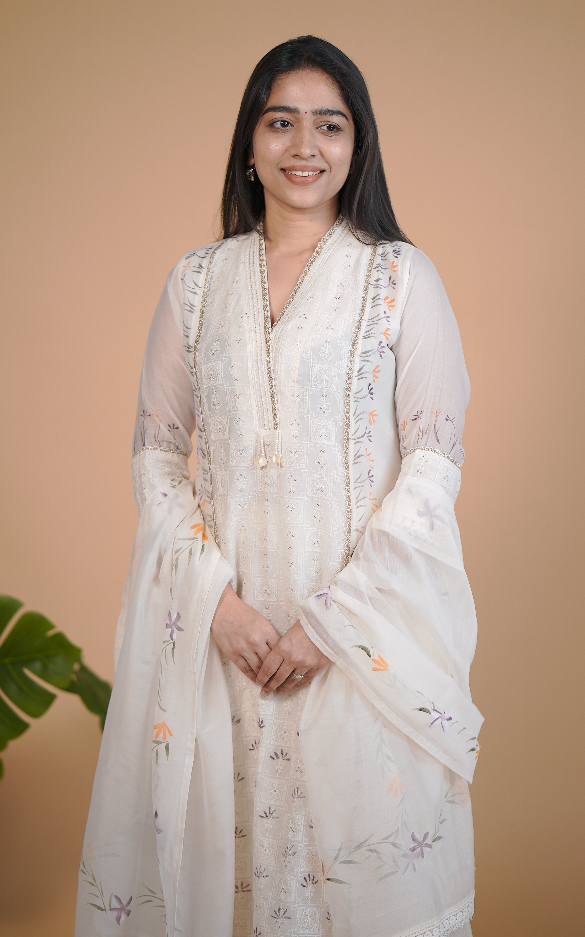 Ivory Blossom (Kurti+Pant+Dupatta)