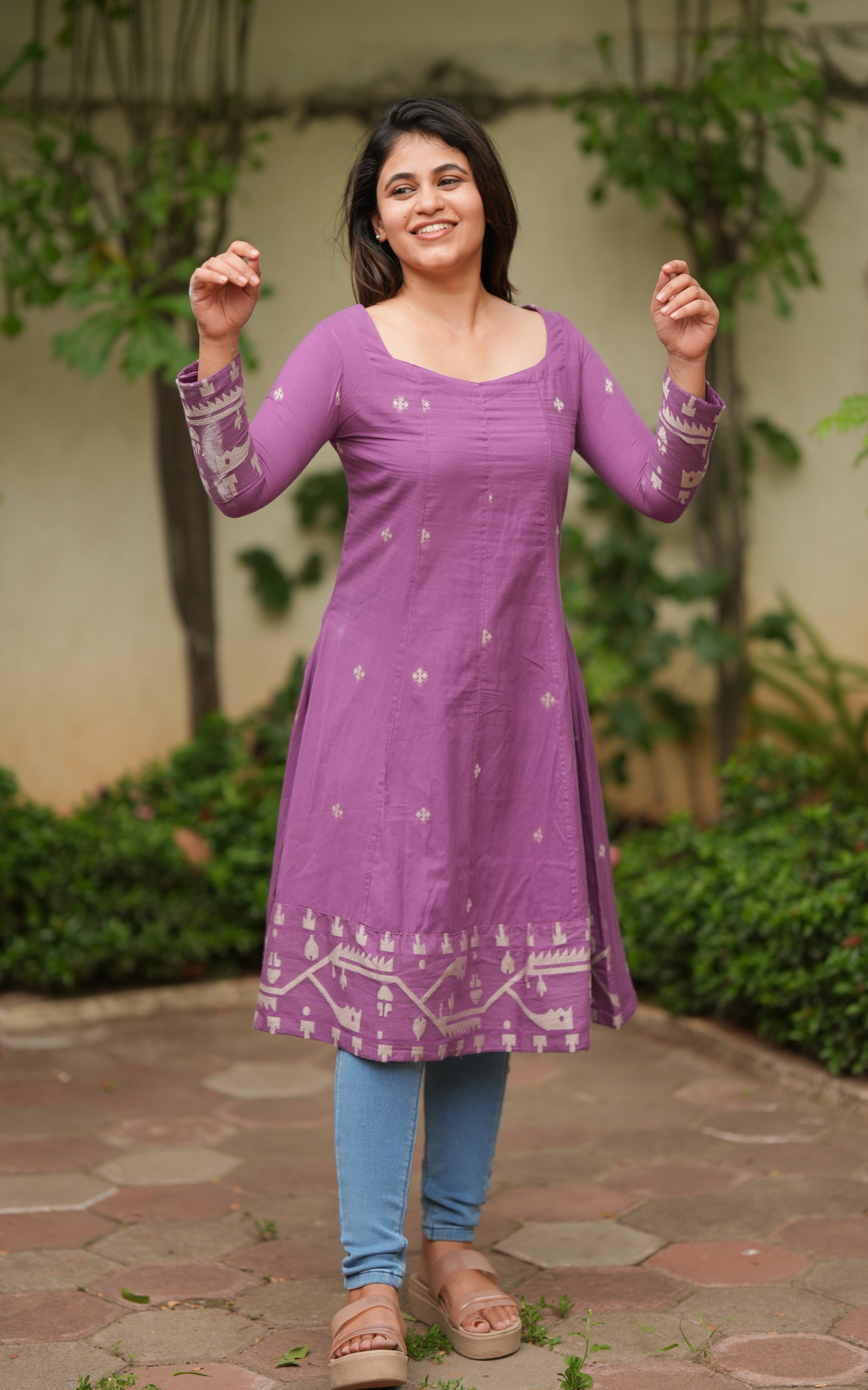 lavender color aline kurti