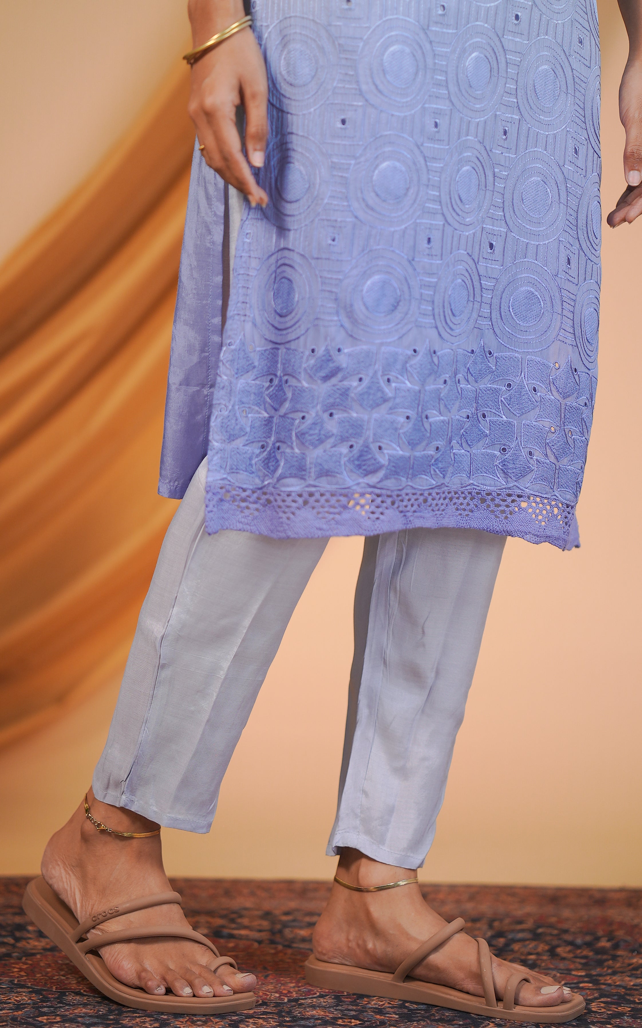 Ethnic art silk kurti set for women