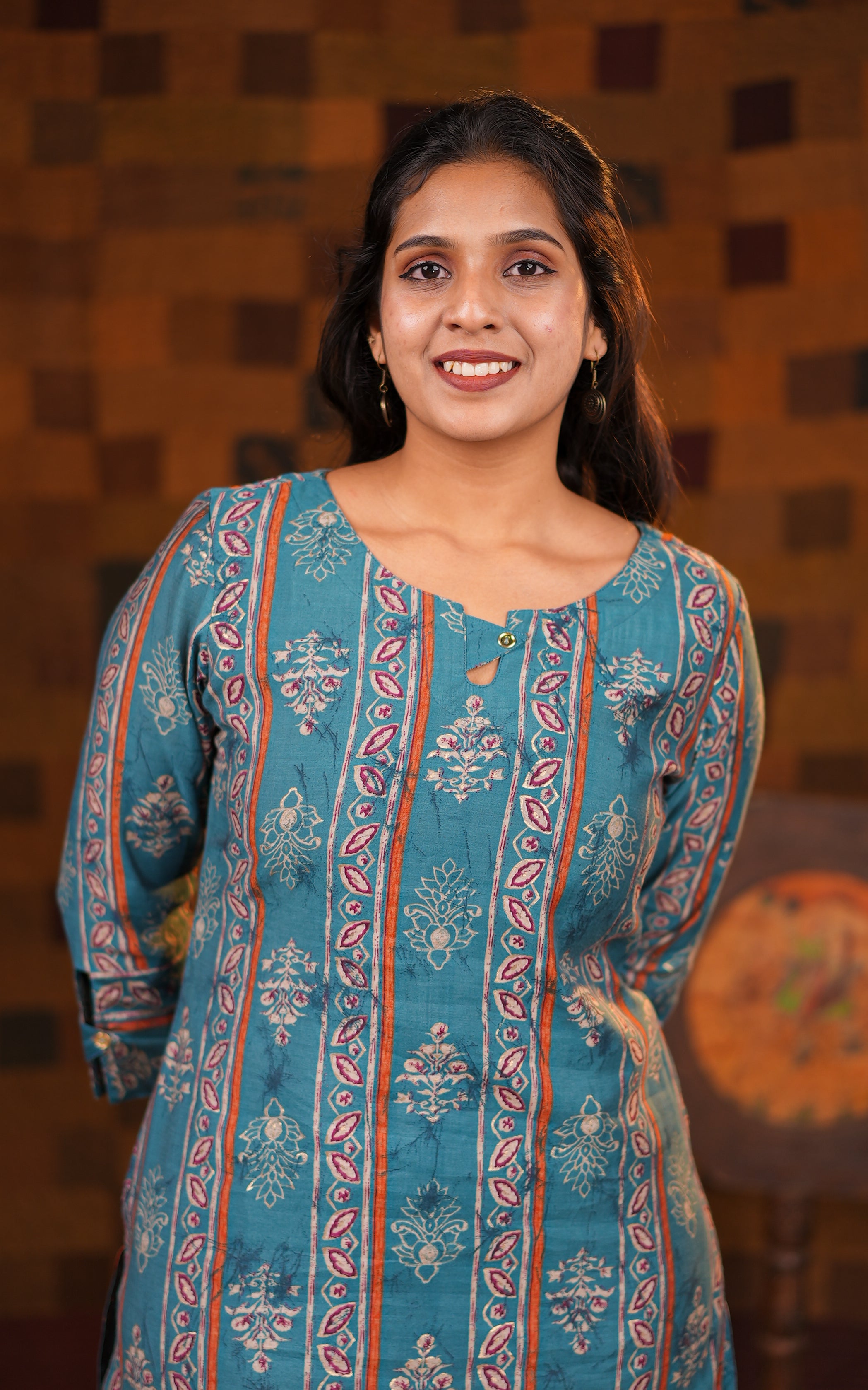  Blue Straight cut kurti for women