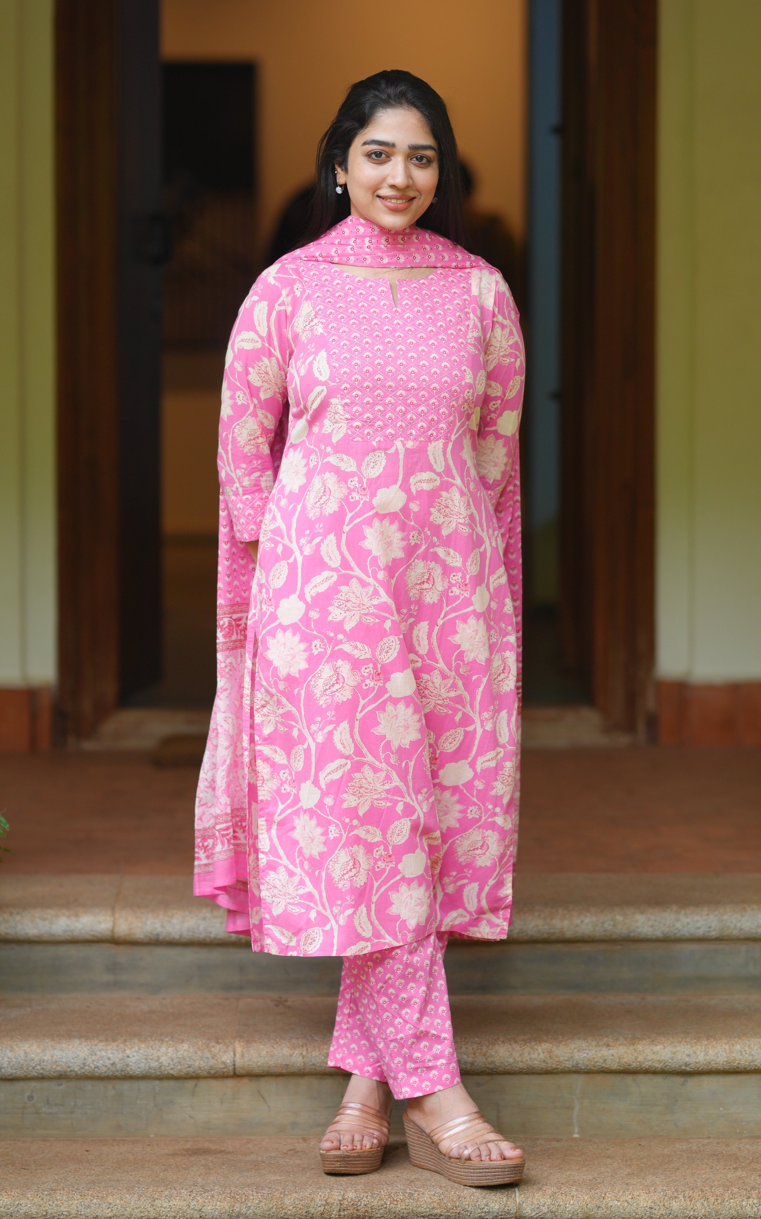 Anvidha Pink A (Kurti+Pant+Dupatta)