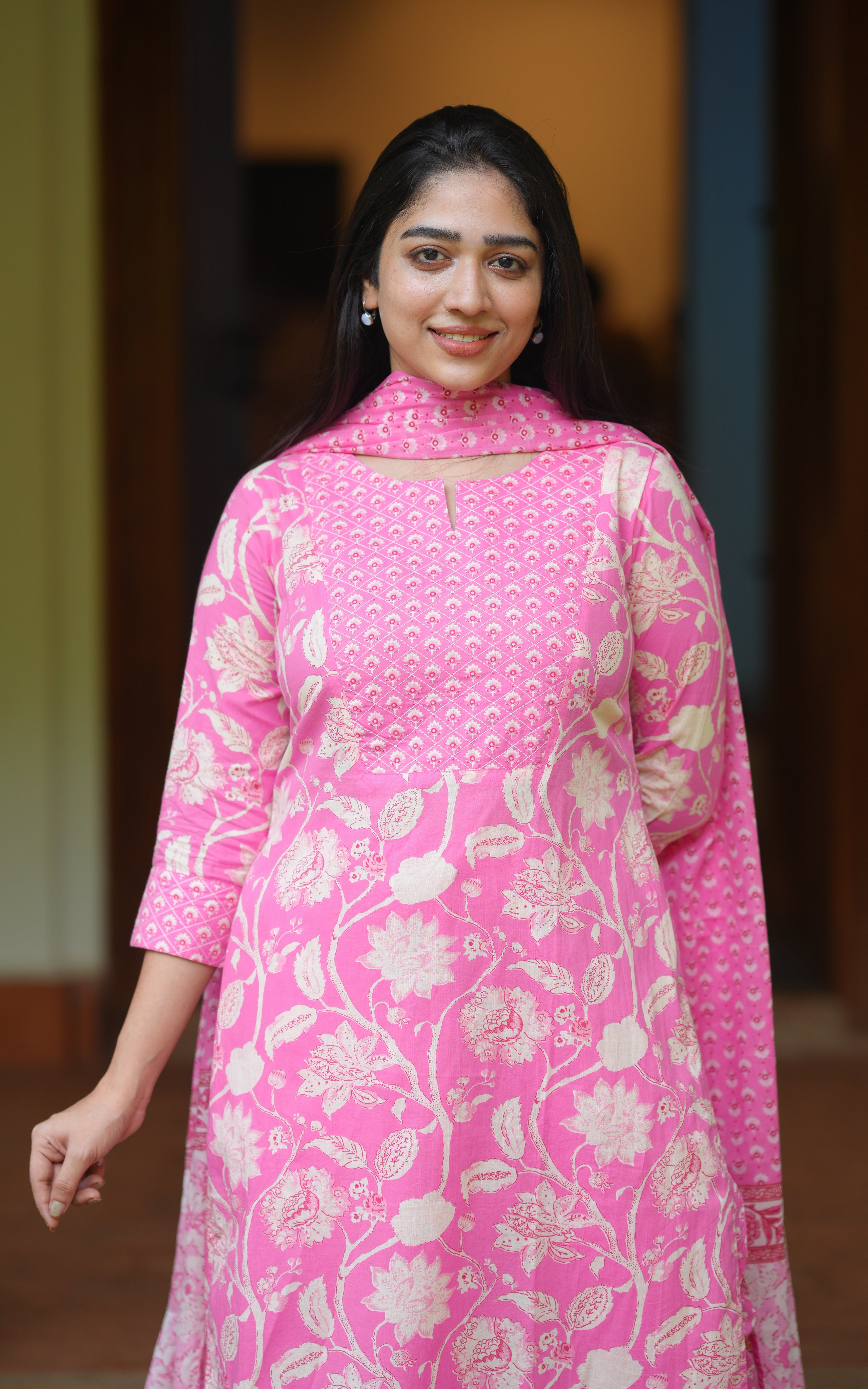 Anvidha Pink A (Kurti+Pant+Dupatta)