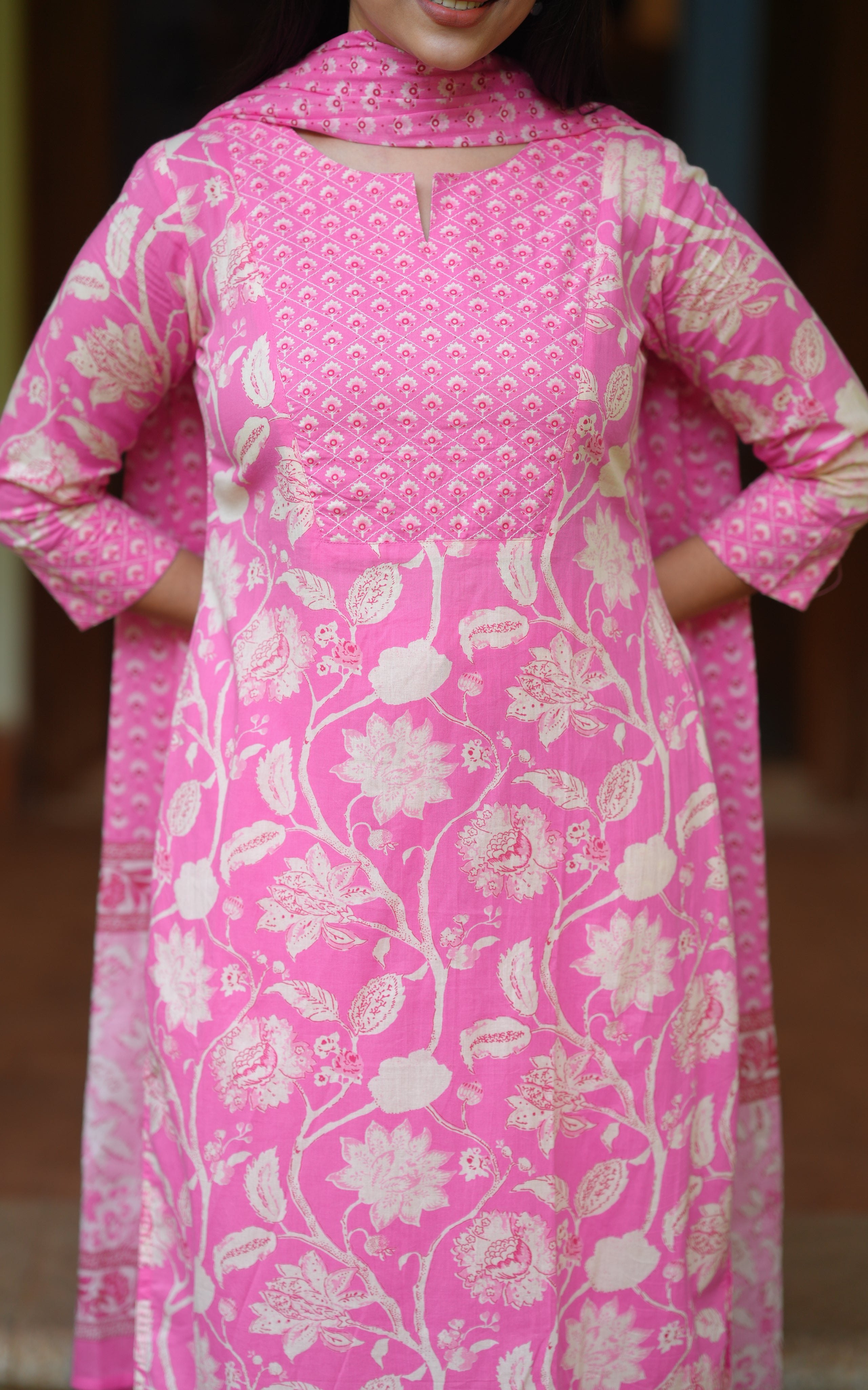 Anvidha Pink A (Kurti+Pant+Dupatta)