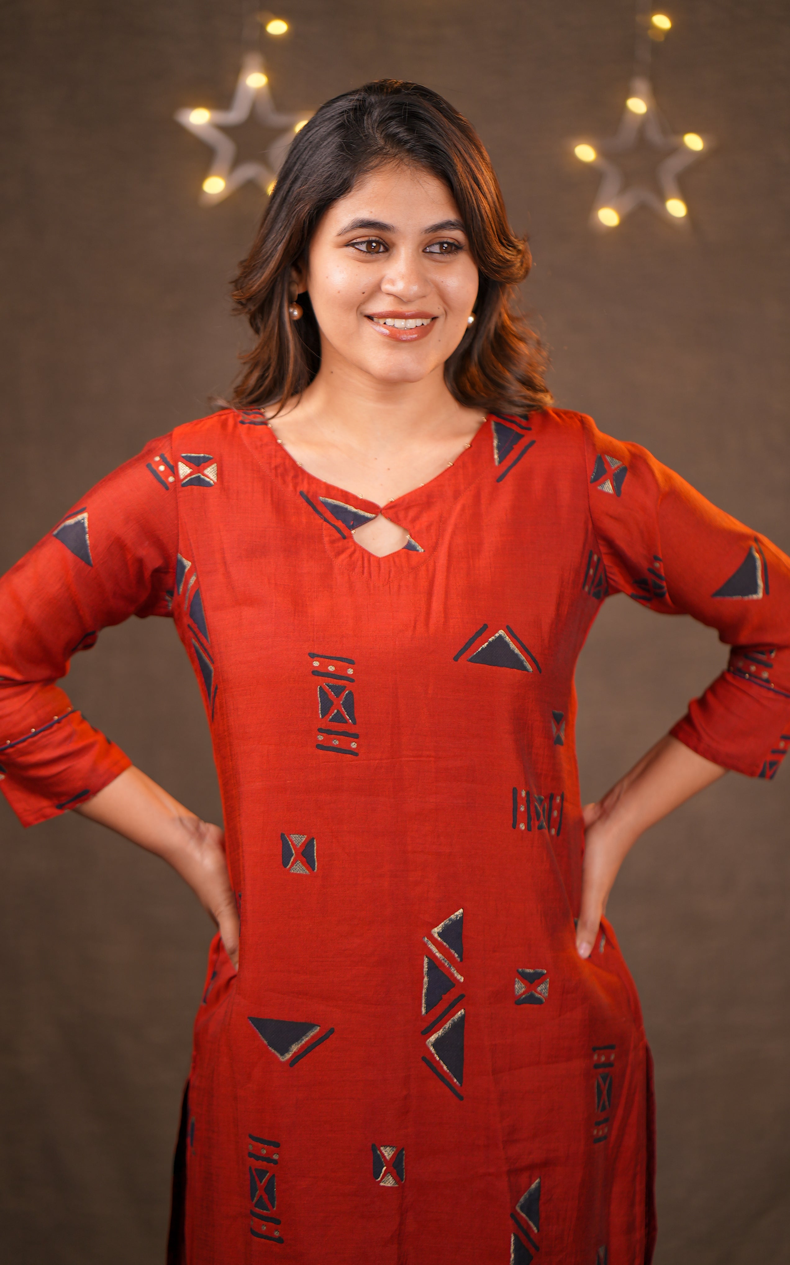 Red color casual kurti 