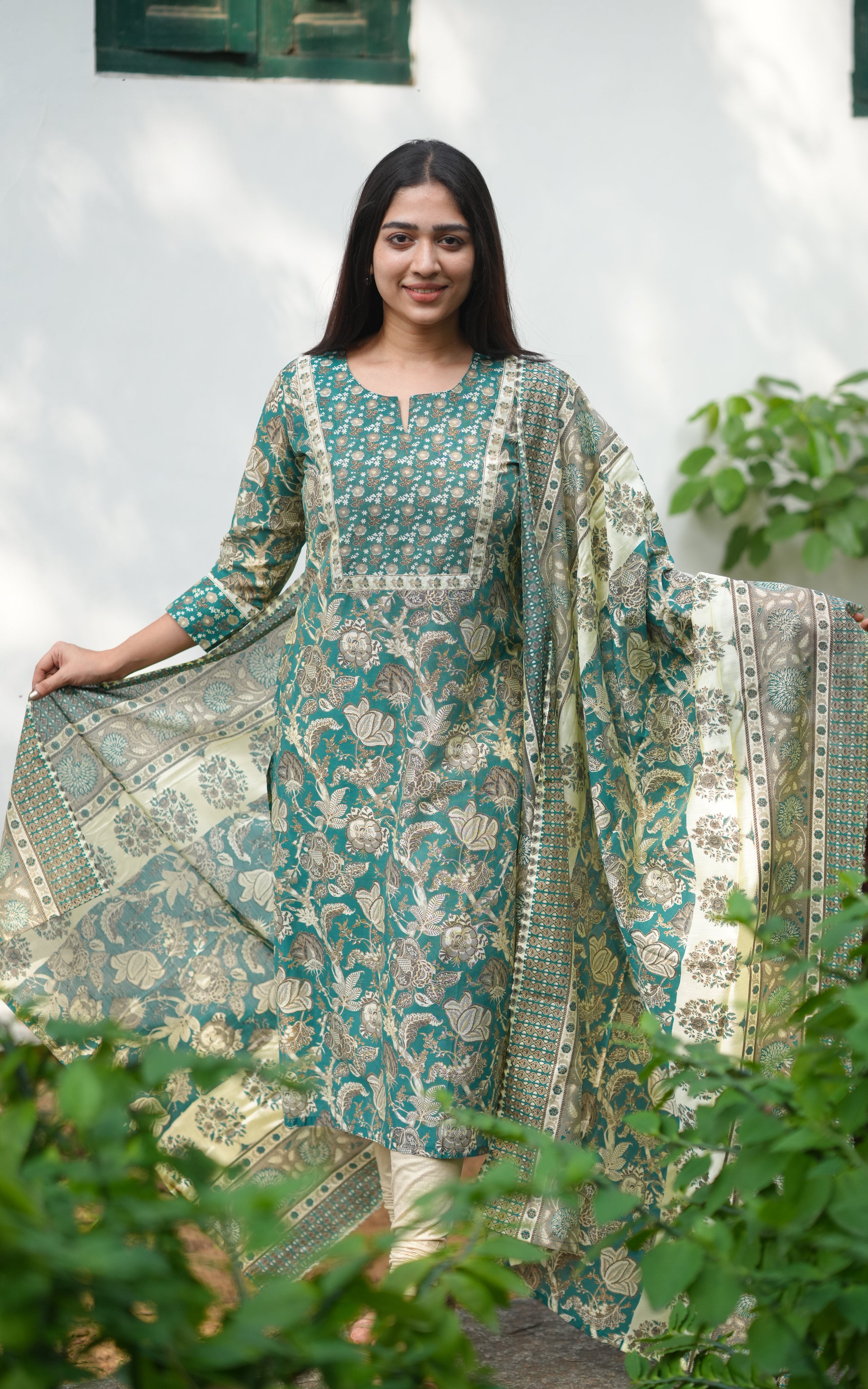 Ashya Teal (Kurti+Dupatta)