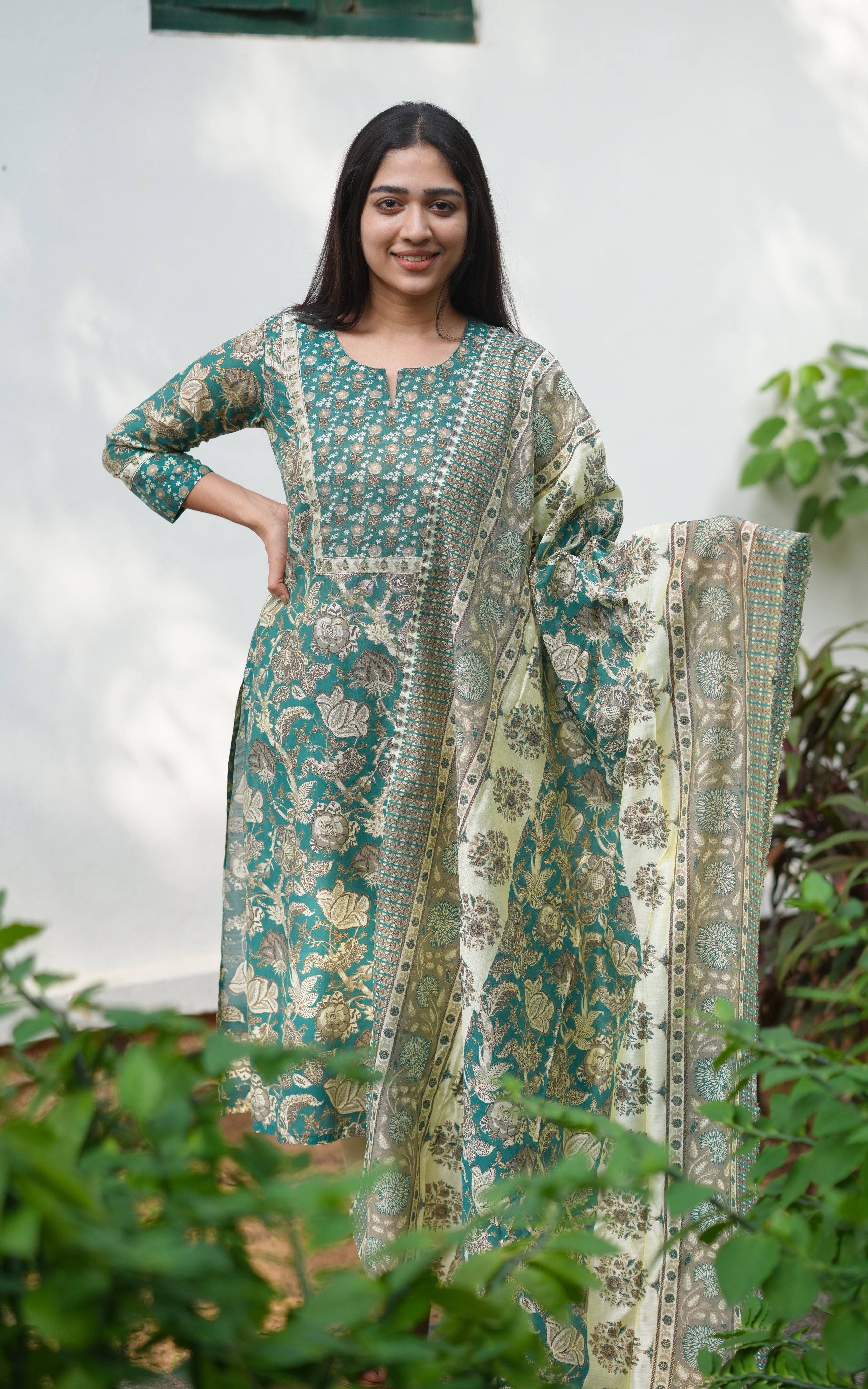 Ashya Teal (Kurti+Dupatta)