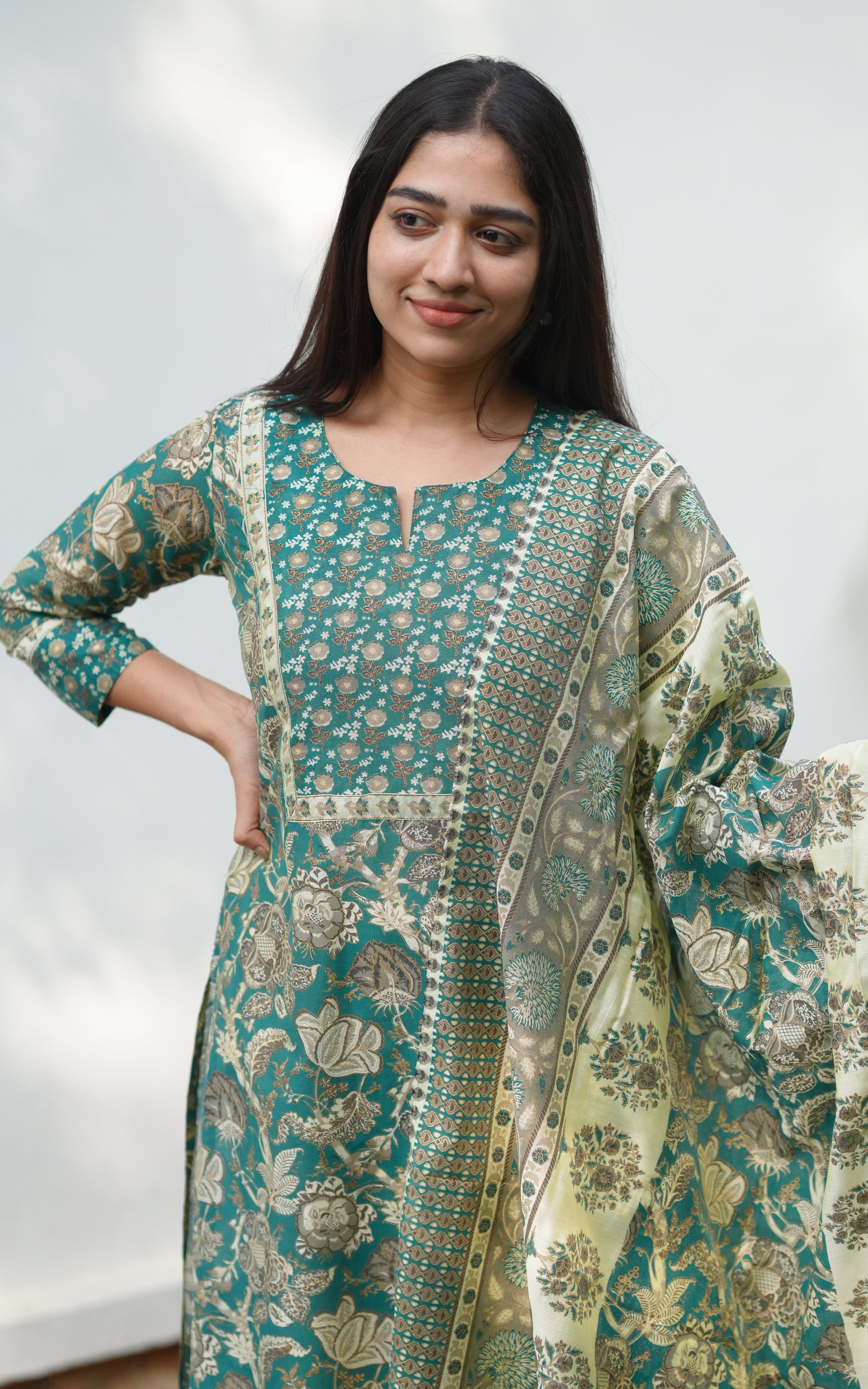 Ashya Teal (Kurti+Dupatta)