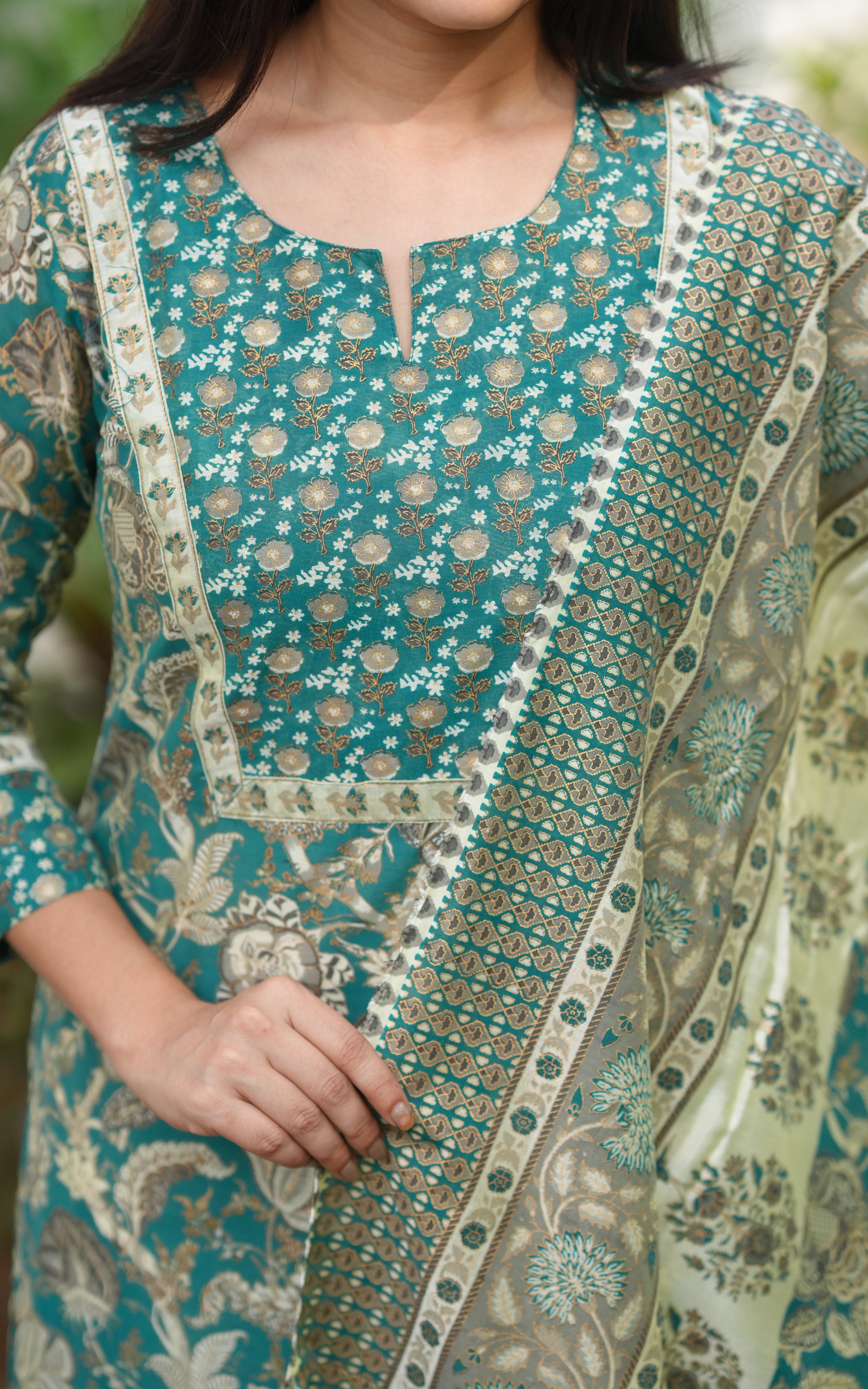 Ashya Teal (Kurti+Dupatta)