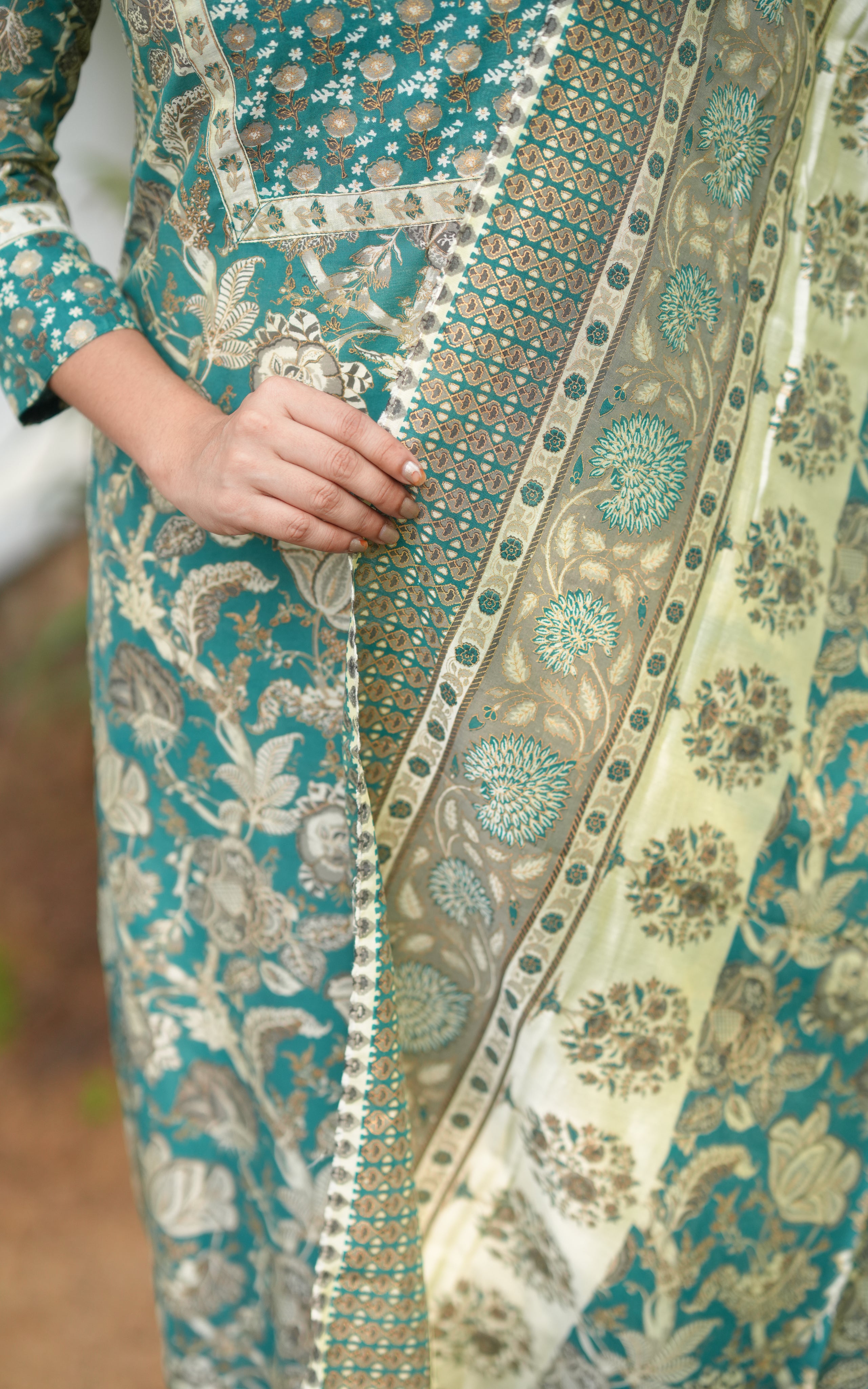 Ashya Teal (Kurti+Dupatta)