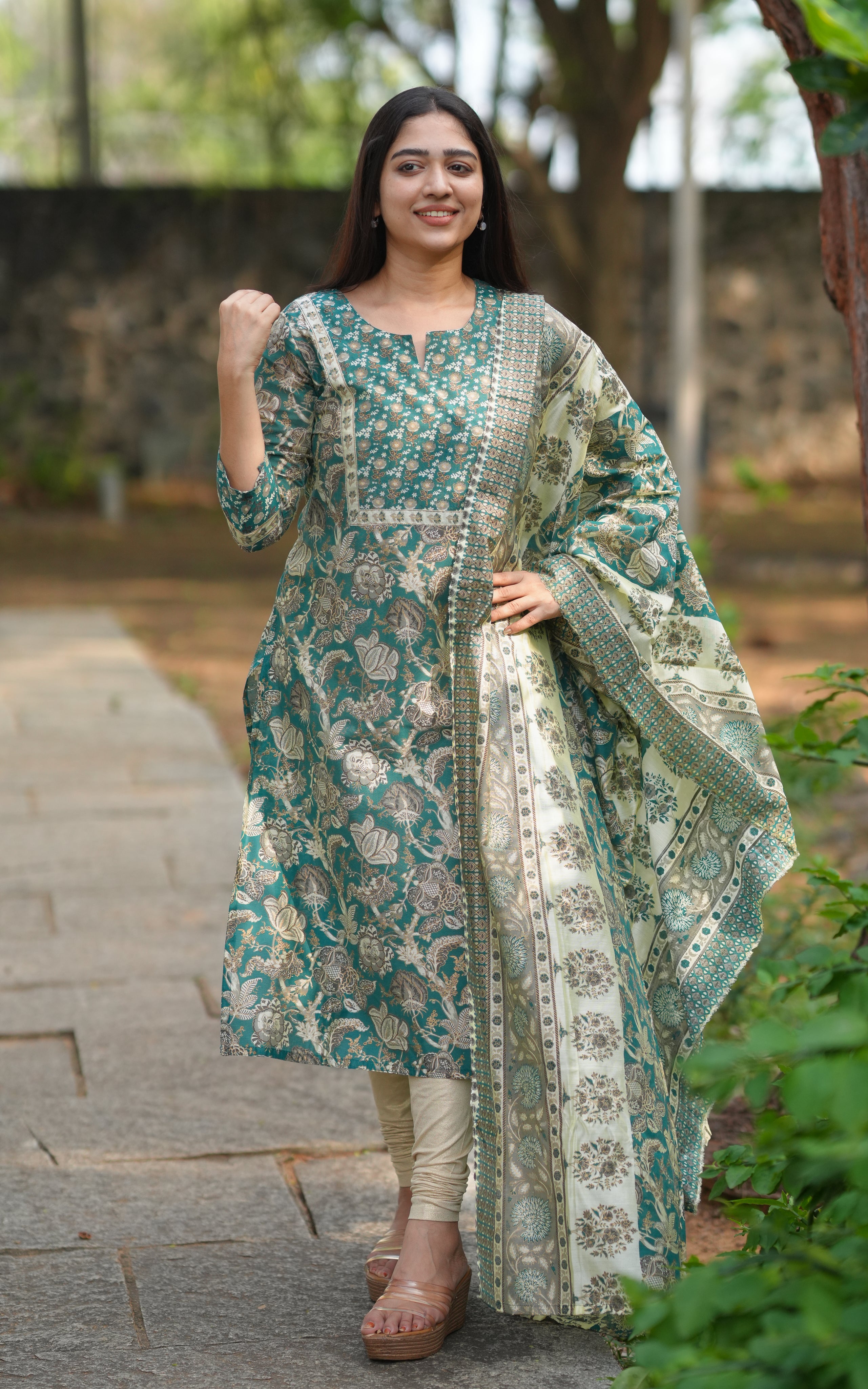 Ashya Teal (Kurti+Dupatta)