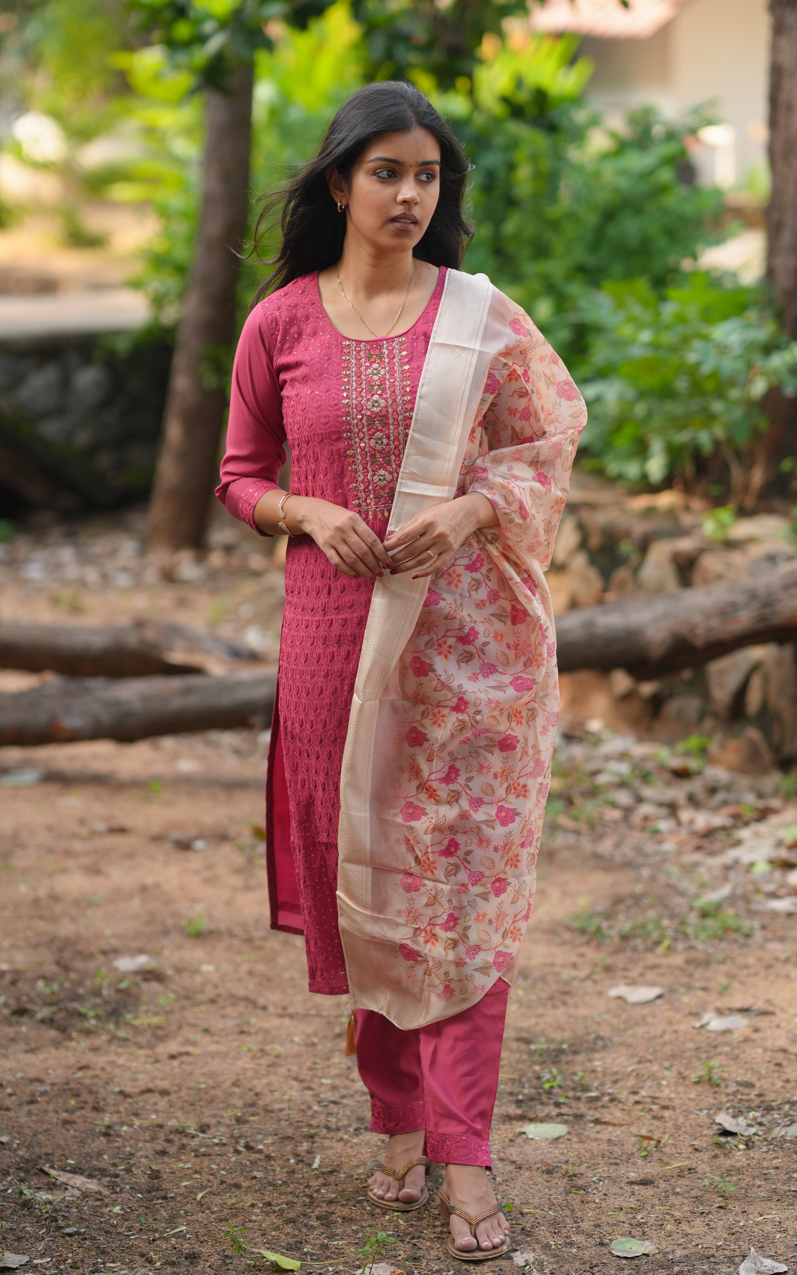 Disha Maroon (Kurti+Pant+Dupatta)