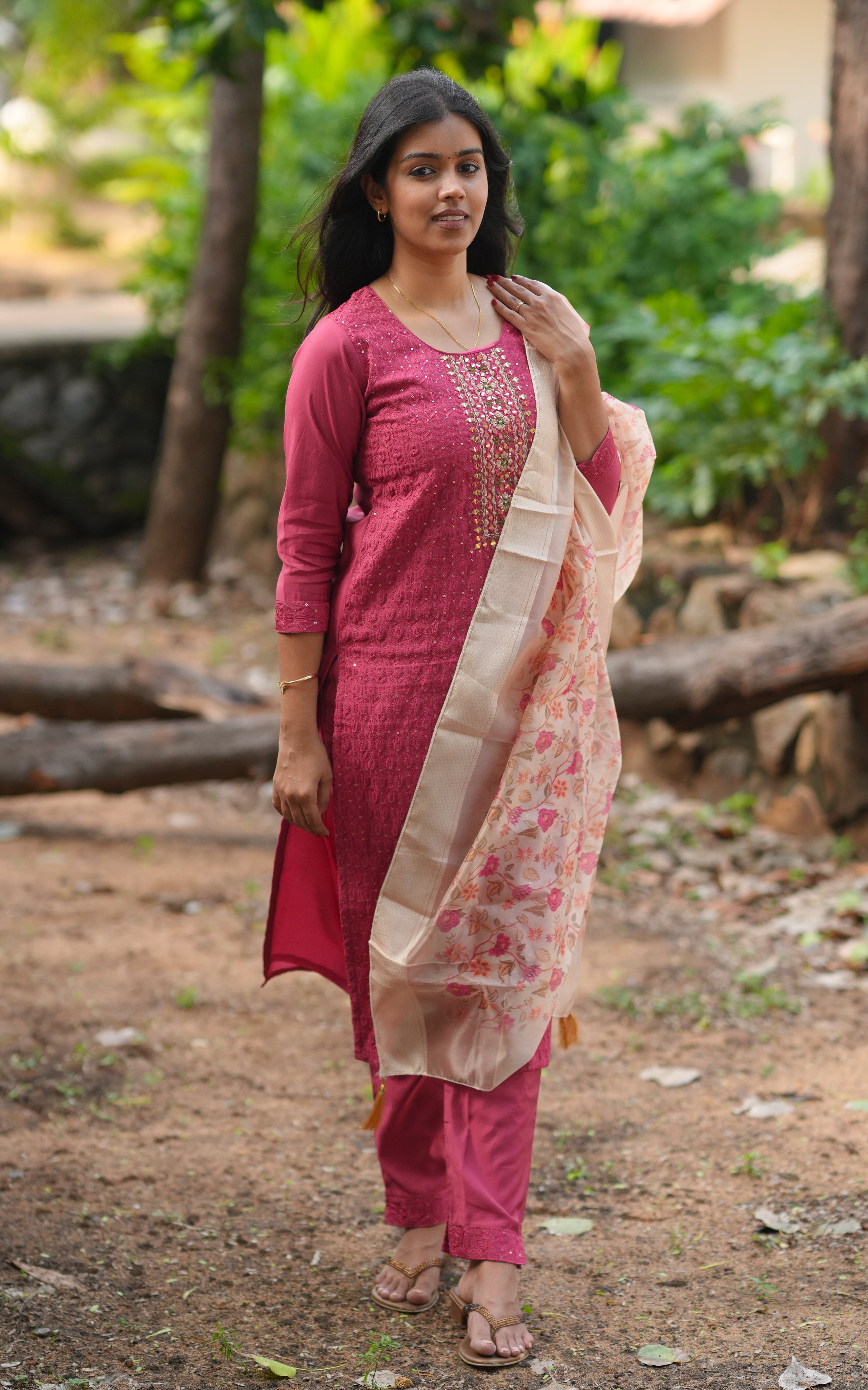 Disha Maroon (Kurti+Pant+Dupatta)