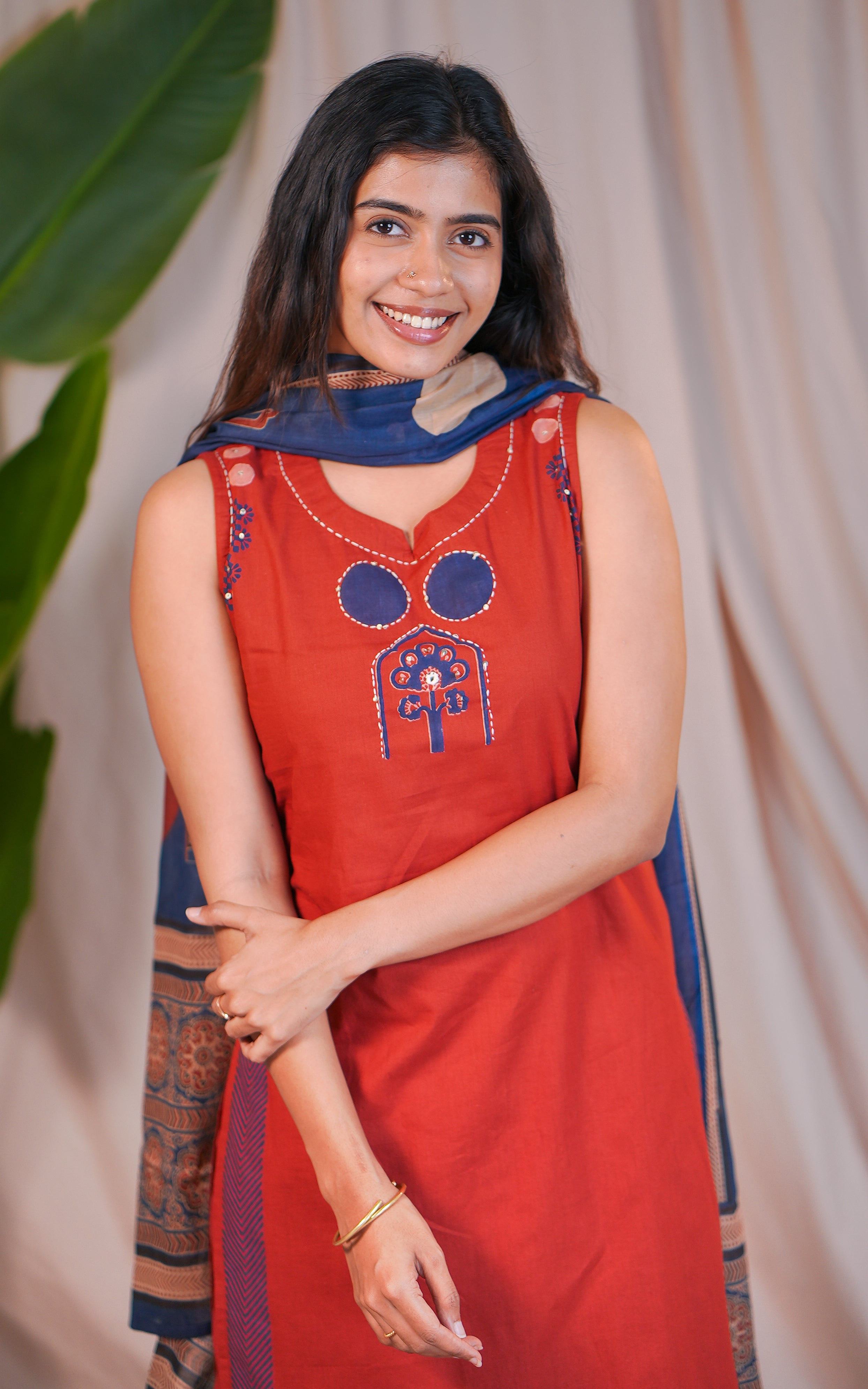 Innisai A Handblock (Kurti+Pant+Dupatta)
