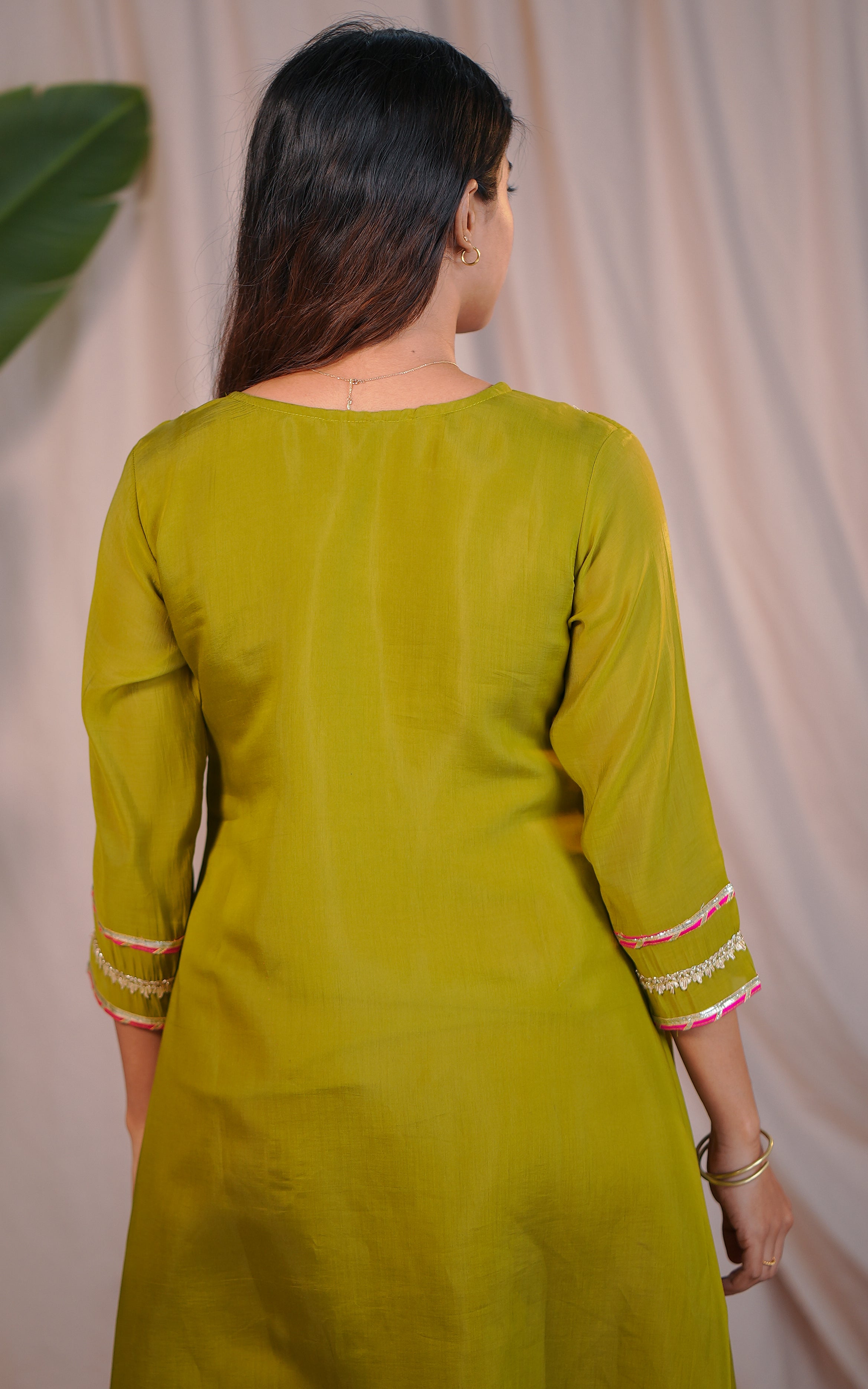 Olive green festive wear kurti for women