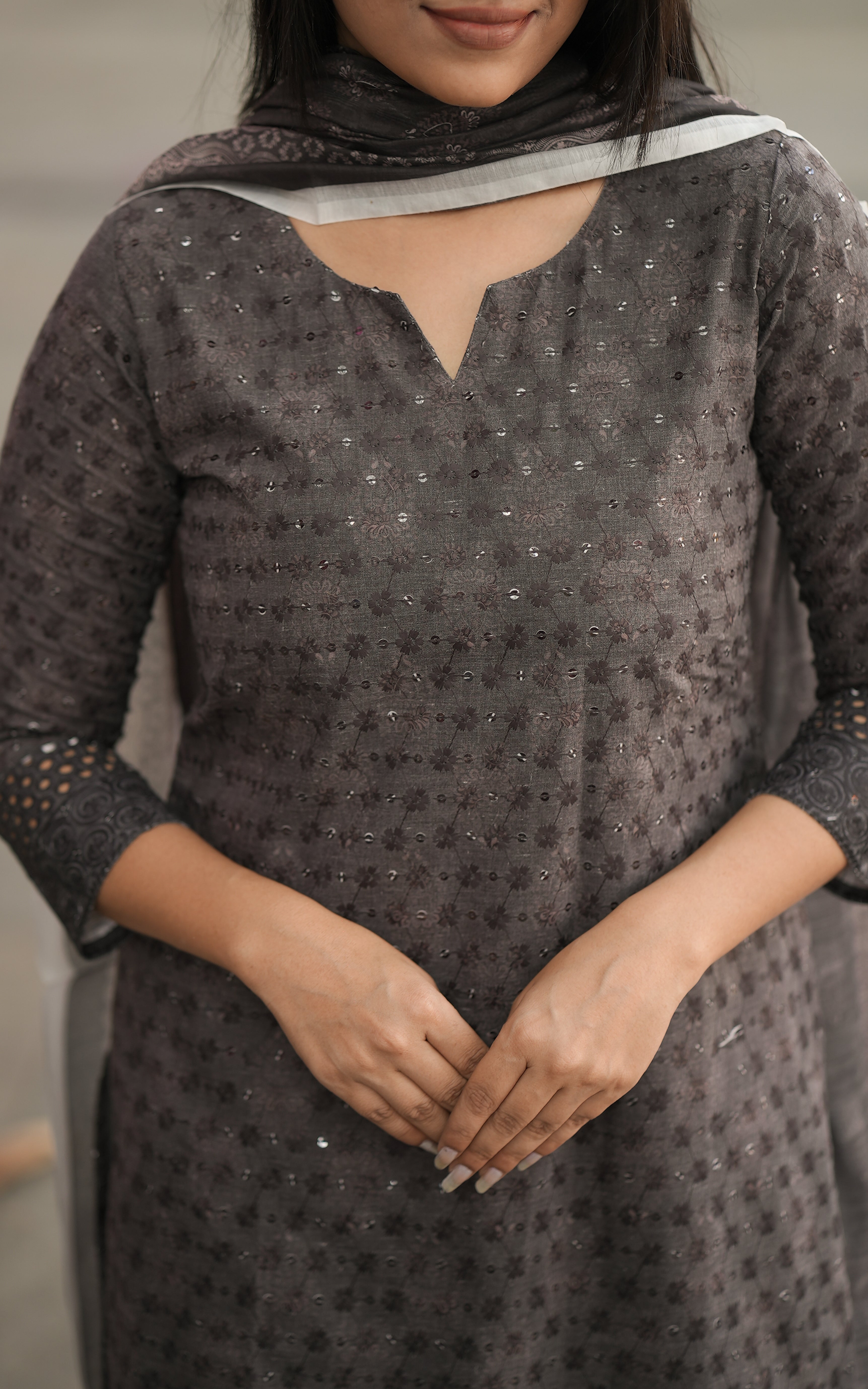 Nazriya Elephant Black (Kurti+Dupatta)