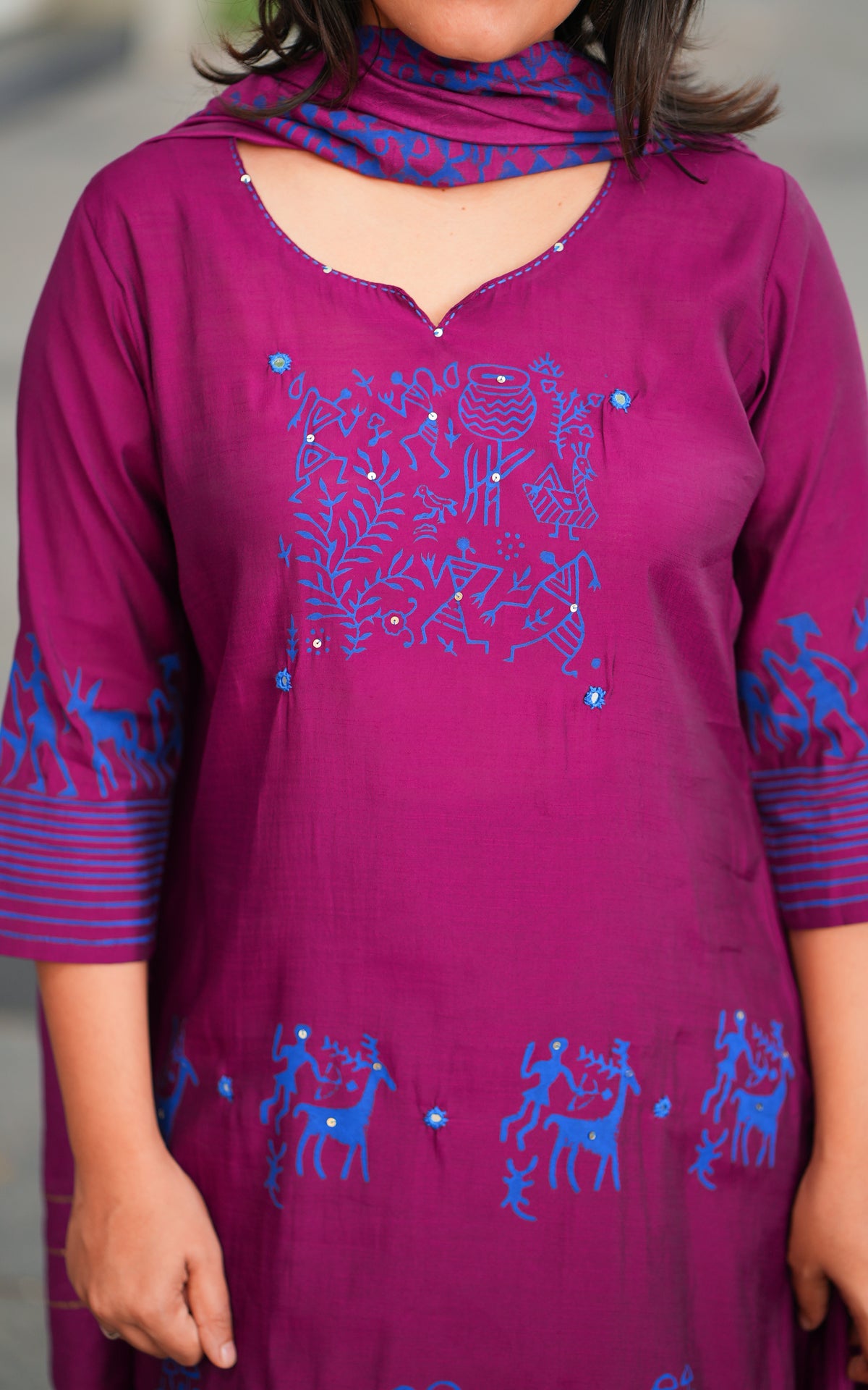 Graamam Handblock (Kurti+Pant+Dupatta)