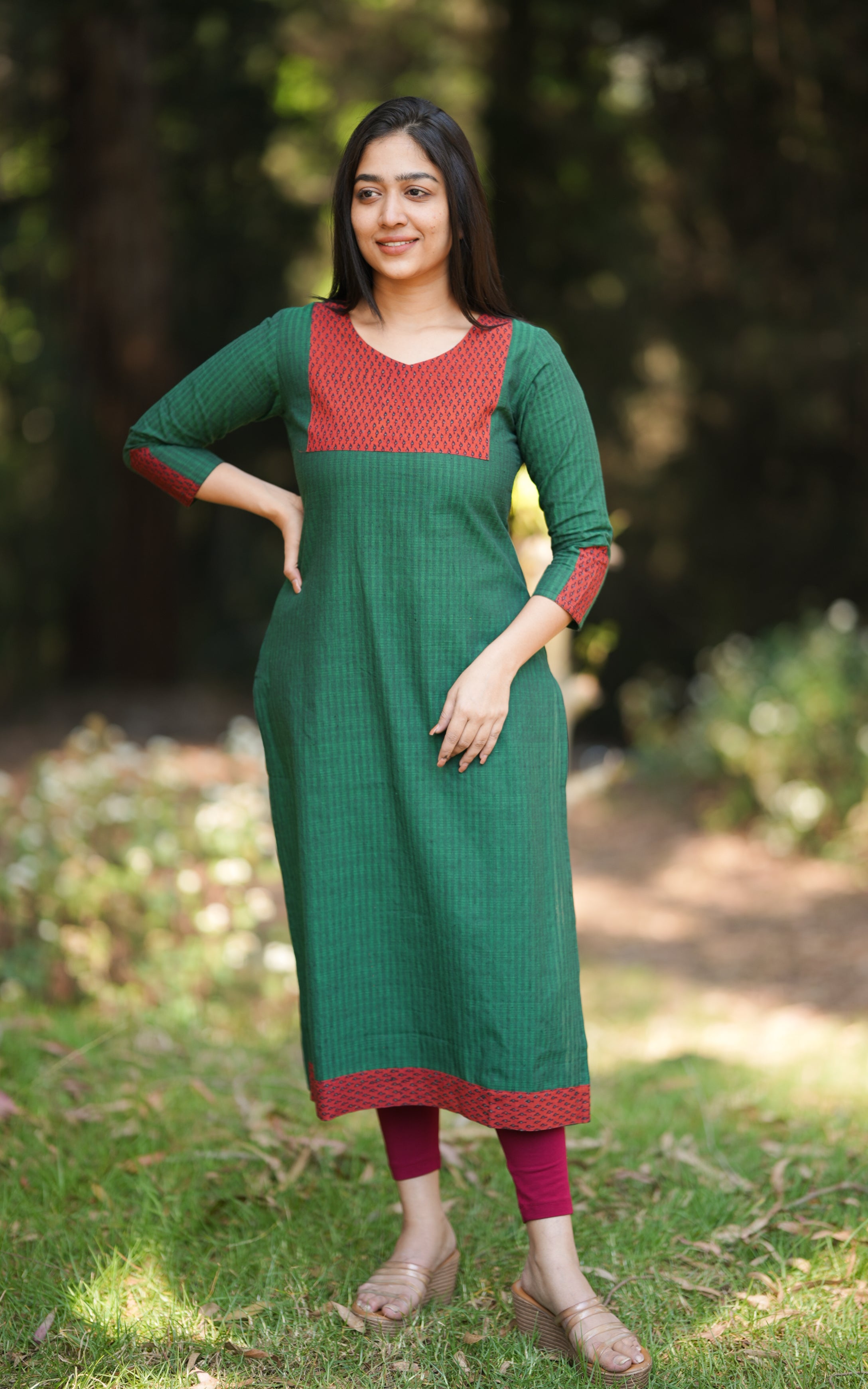 straight cut kurti kurti with stripes 