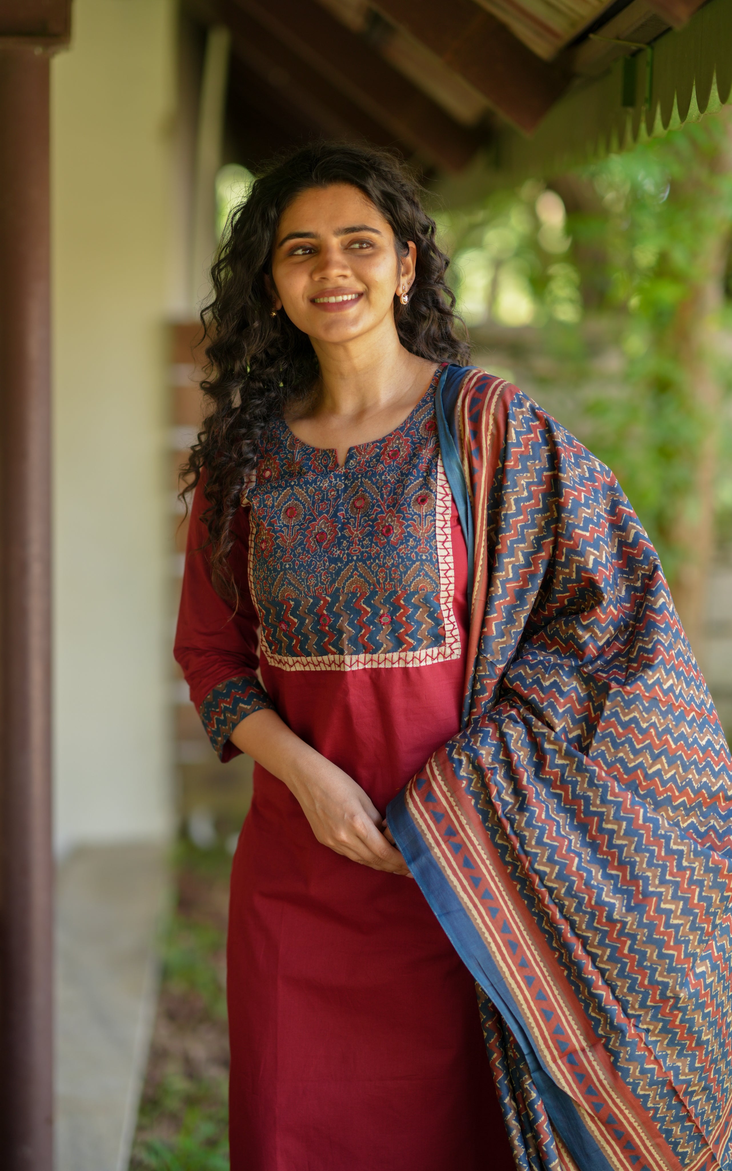 Jameela Maroon (Kurti+Pant+Dupatta)