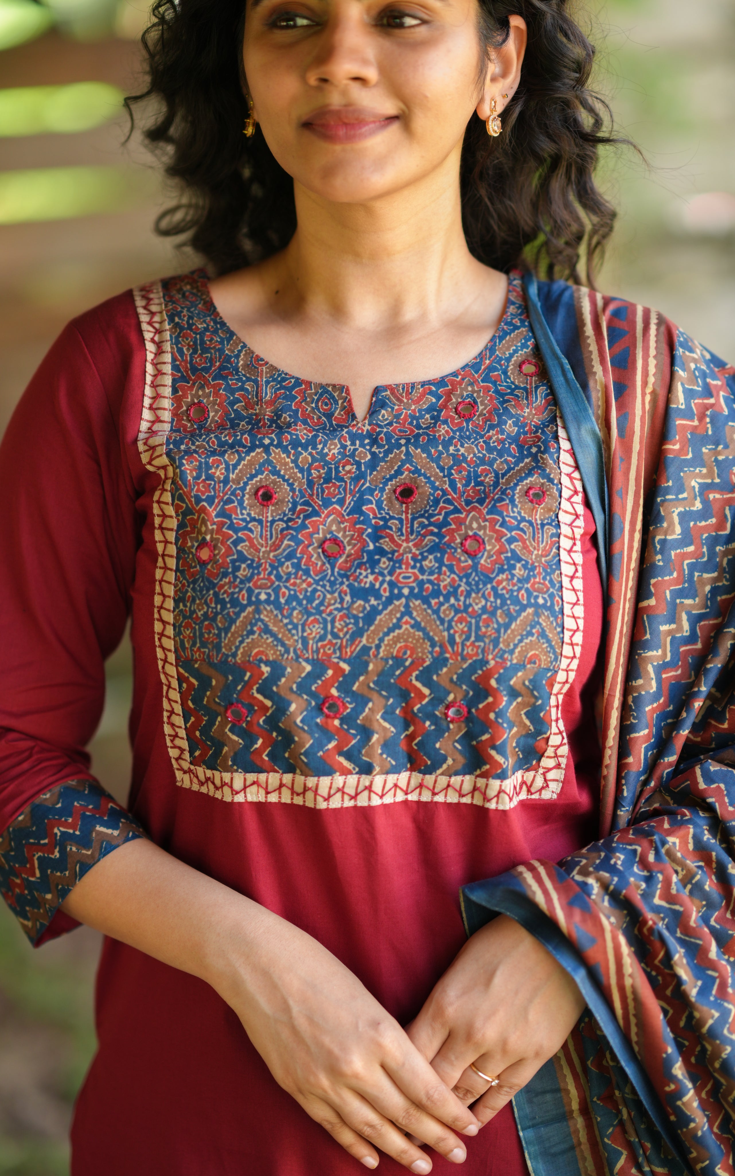Jameela Maroon (Kurti+Pant+Dupatta)