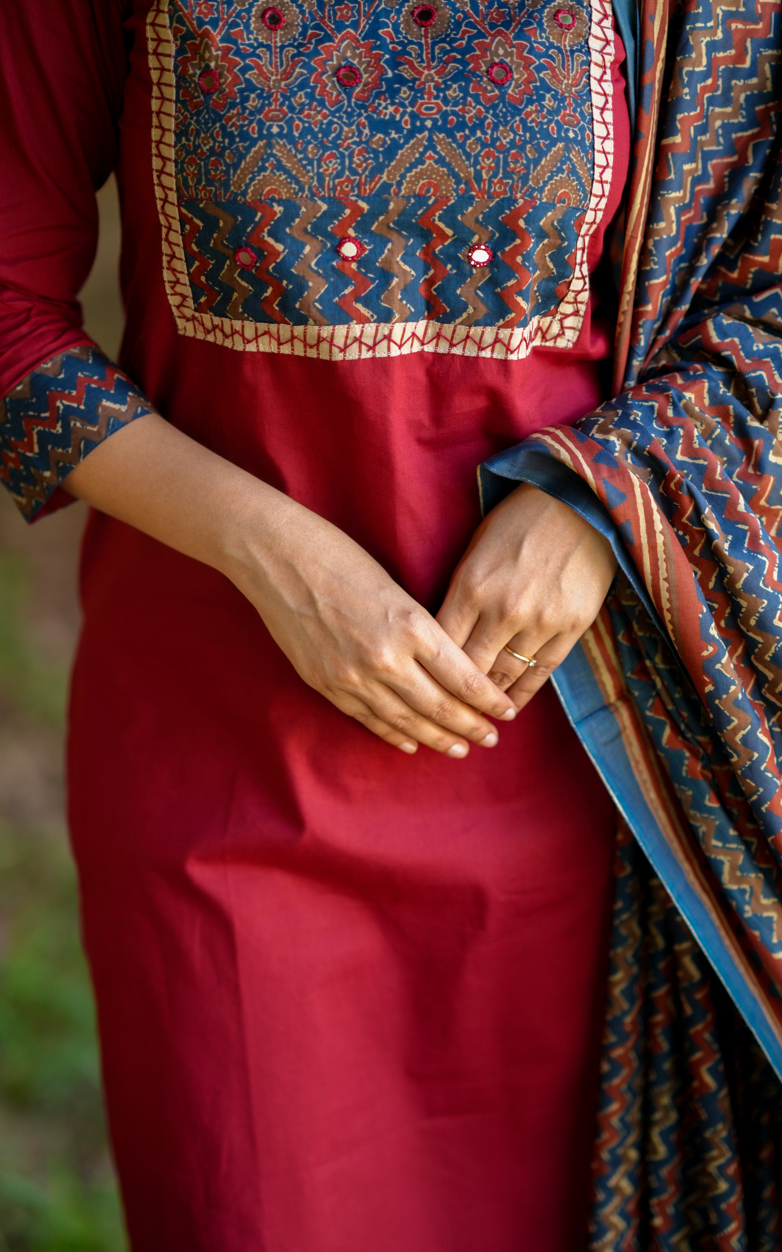 Jameela Maroon (Kurti+Pant+Dupatta)