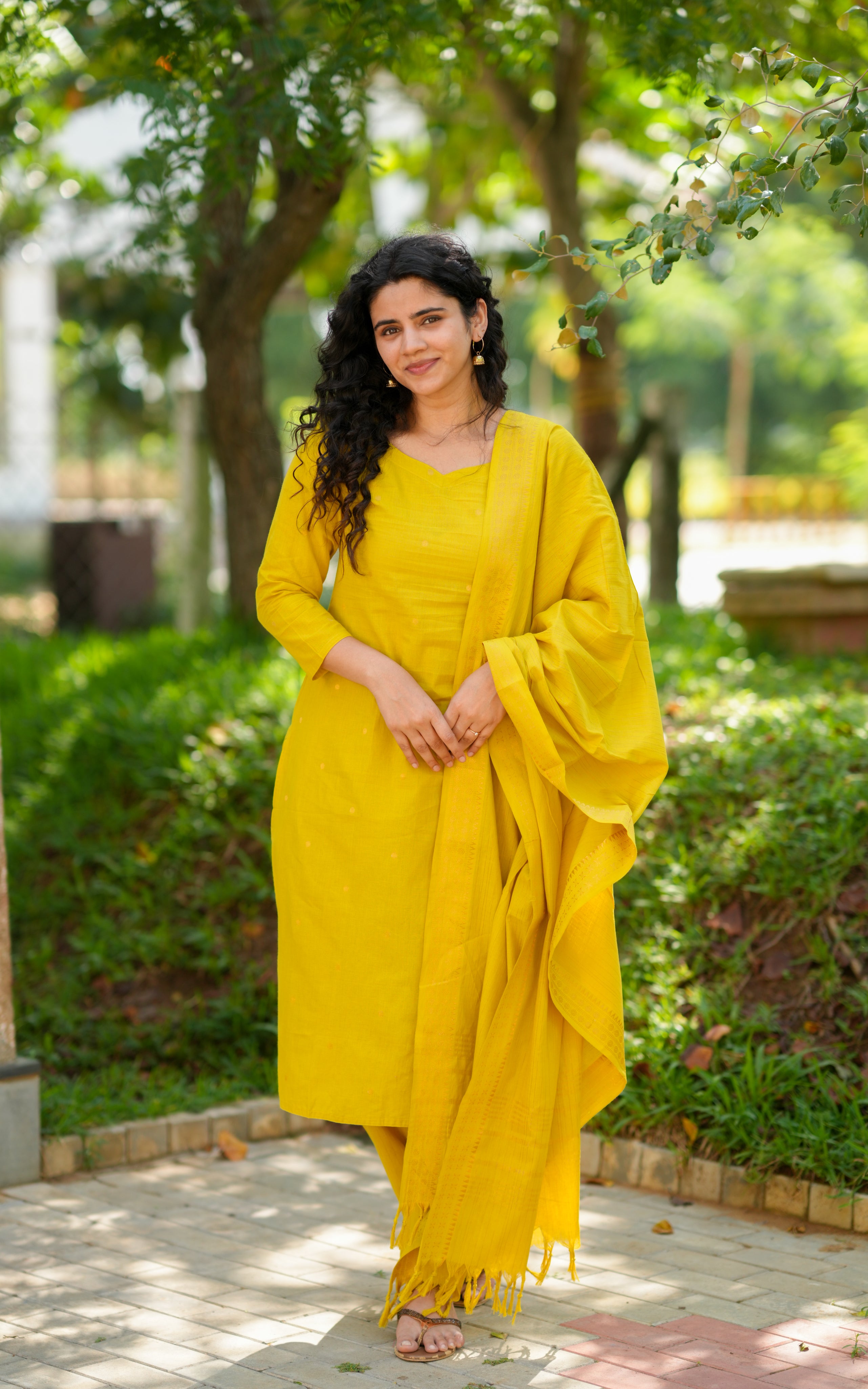 Farah Lemon Yellow (Kurti+Pant+Dupatta)