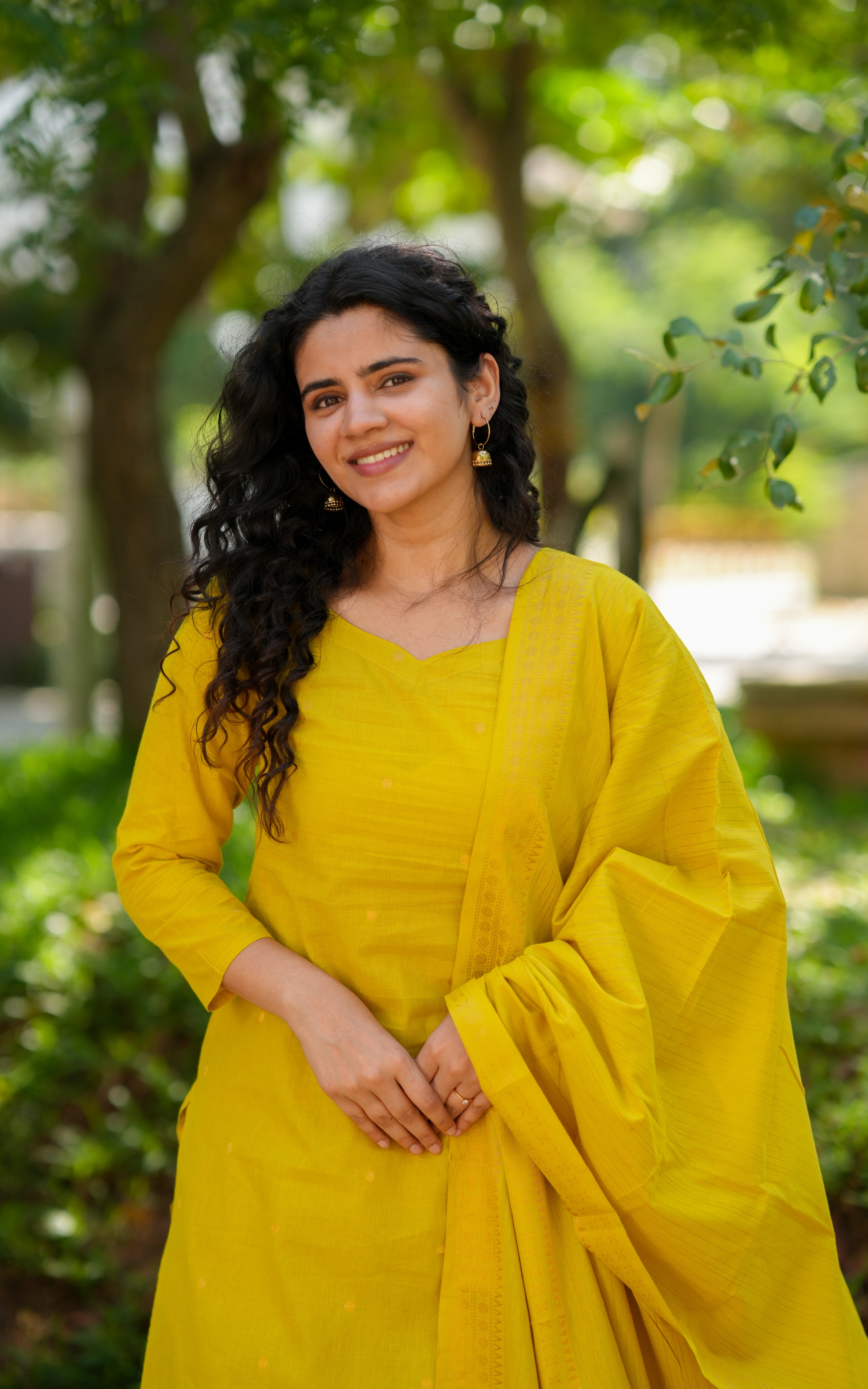 Farah Lemon Yellow (Kurti+Pant+Dupatta)