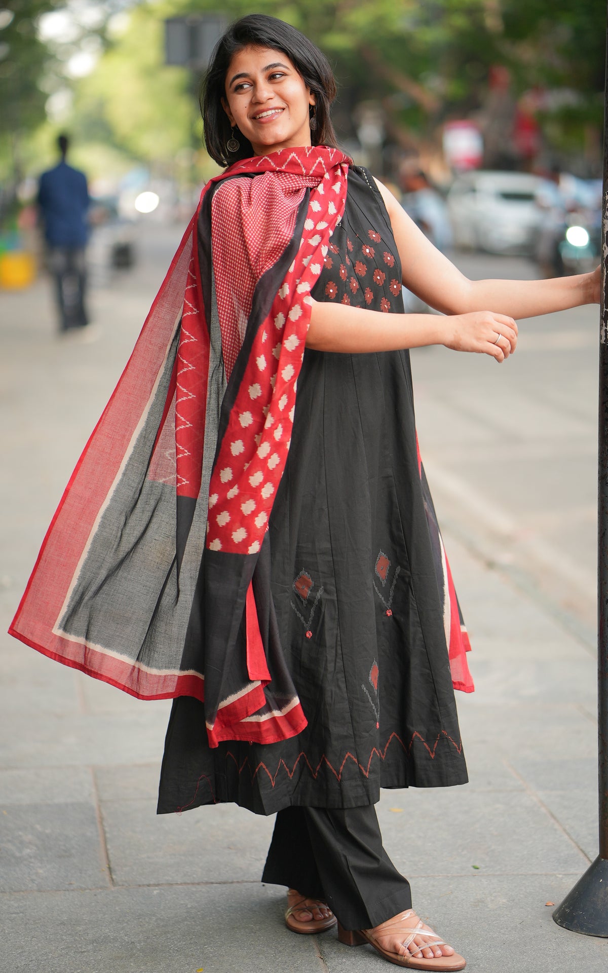 Aaranthika  Black Handblock (Kurti+Pant+Dupatta)