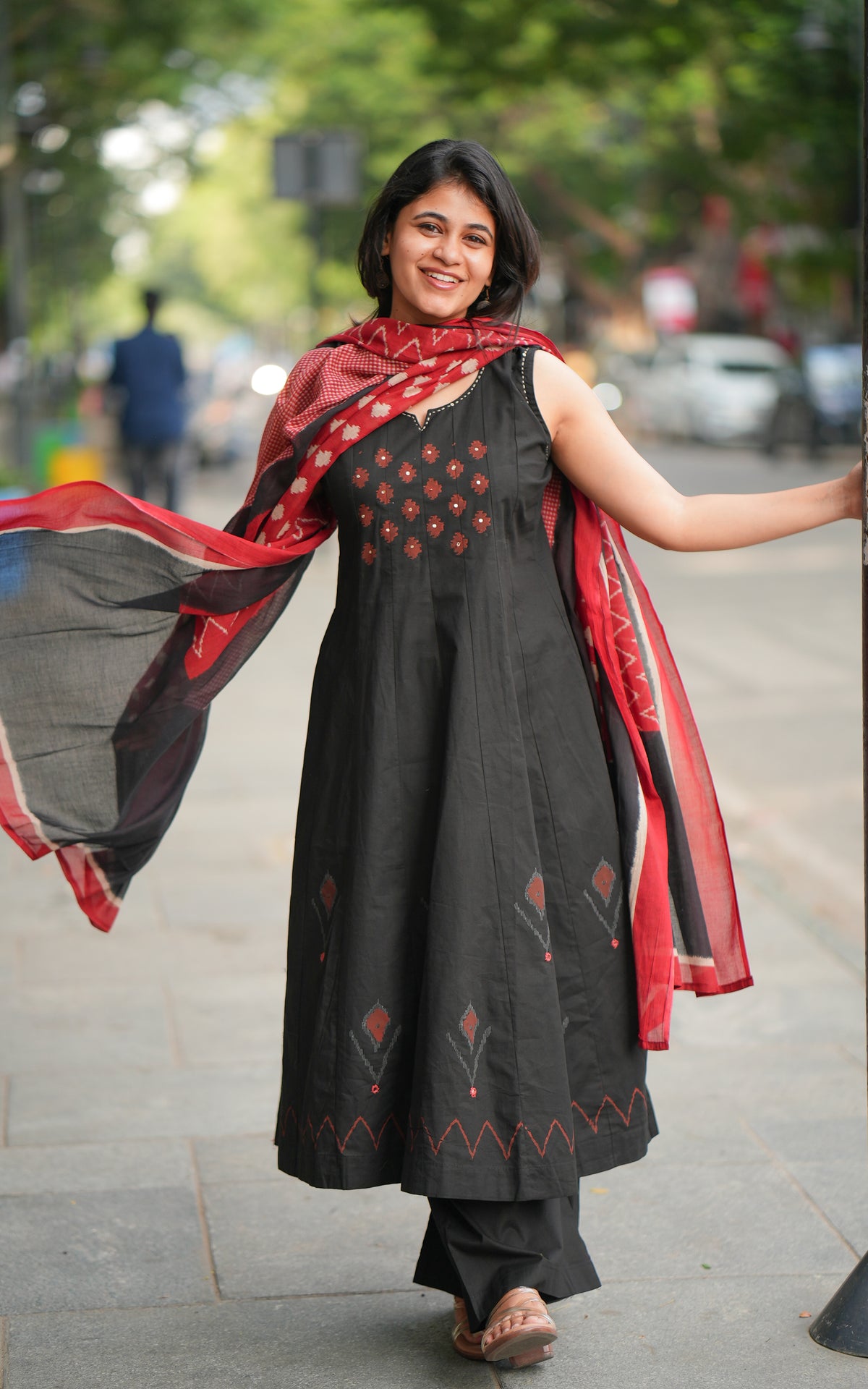 Aaranthika  Black Handblock (Kurti+Pant+Dupatta)