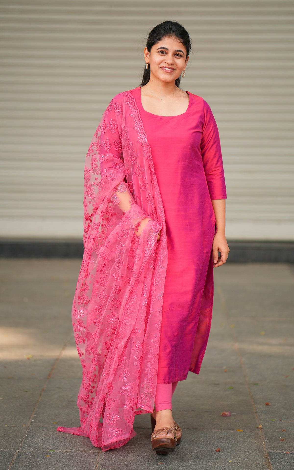 Pink Nirame (Kurti+Dupatta)