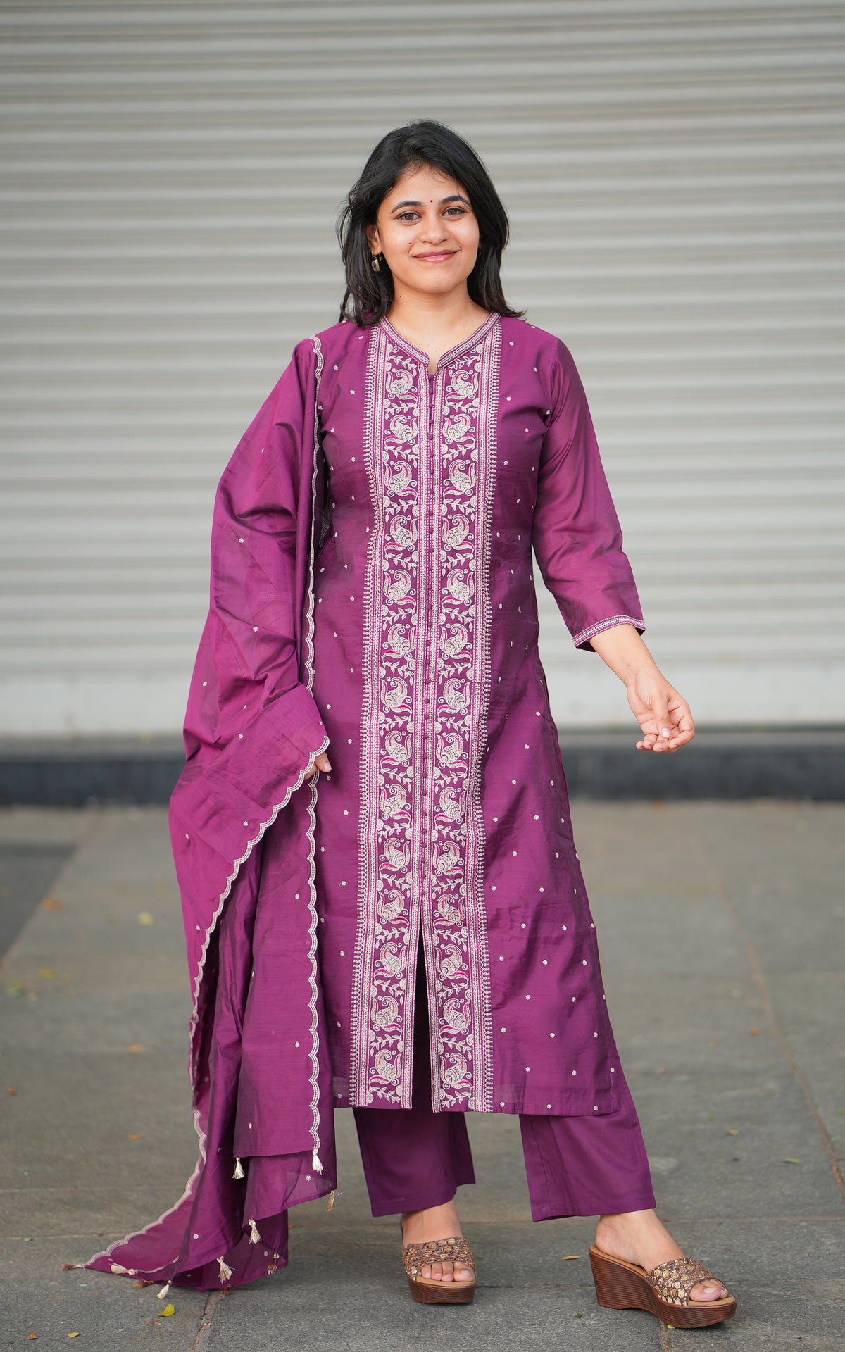 Ashmika Purple (Kurti+Pant+Dupatta)