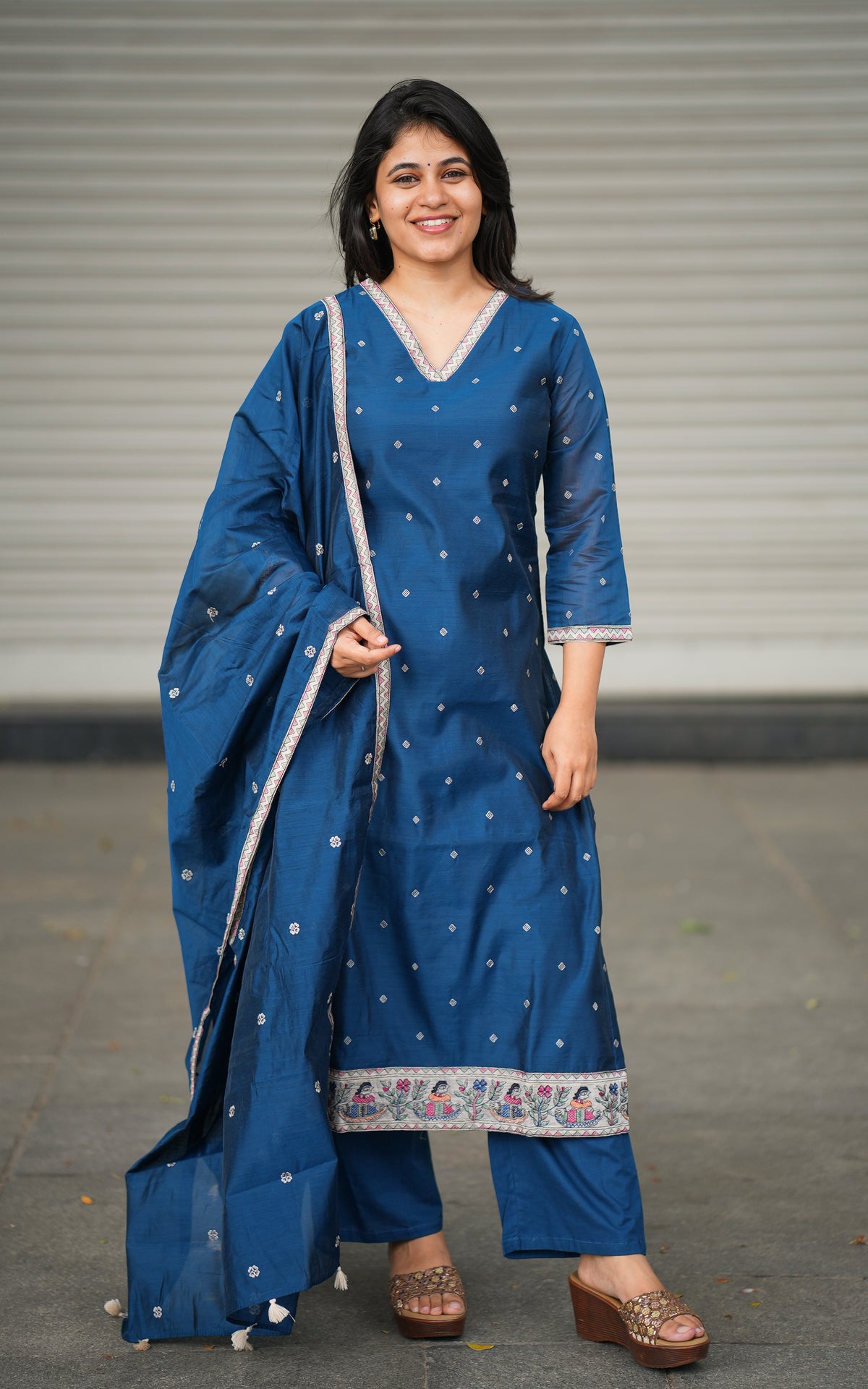 Nathira Navy Blue (Kurti+Pant+Dupatta)