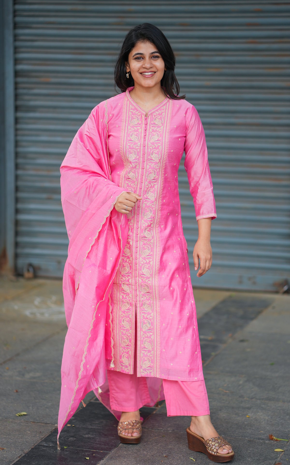 Ashmika Dusty Pink (Kurti+Pant+Dupatta)