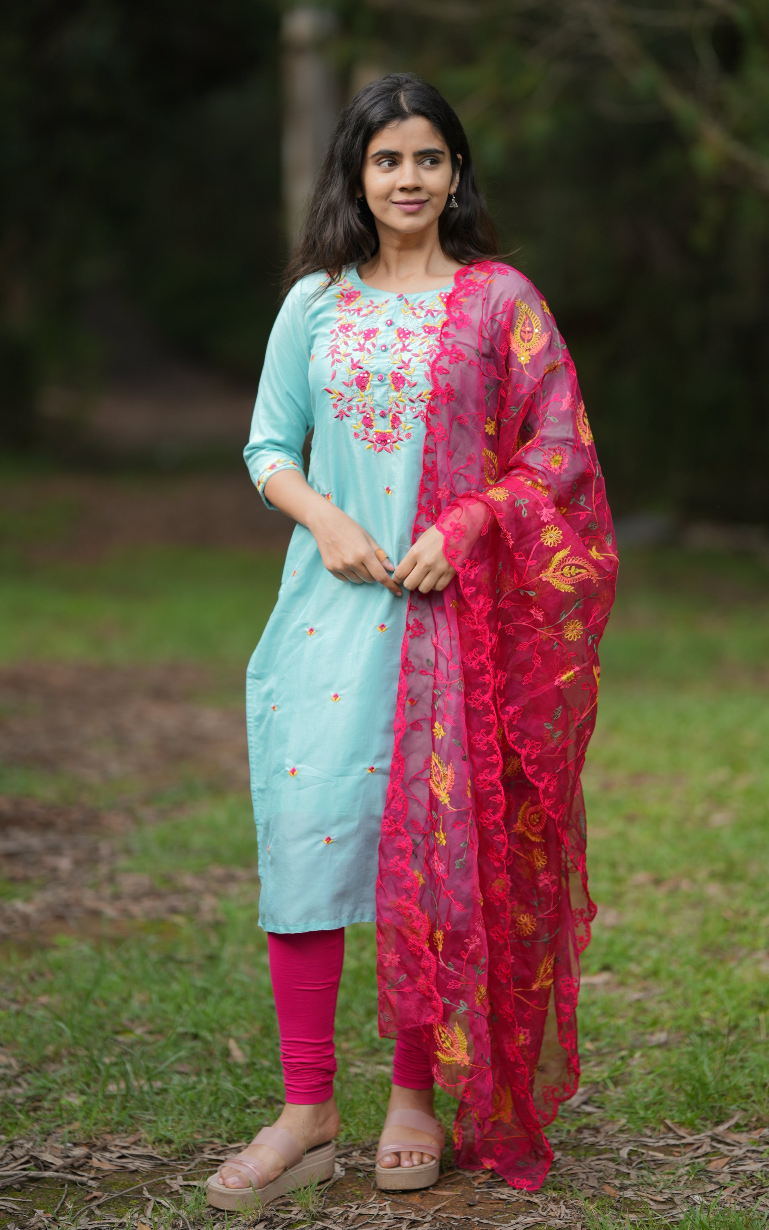 Madhavi Sky Blue (Kurti+Dupatta)