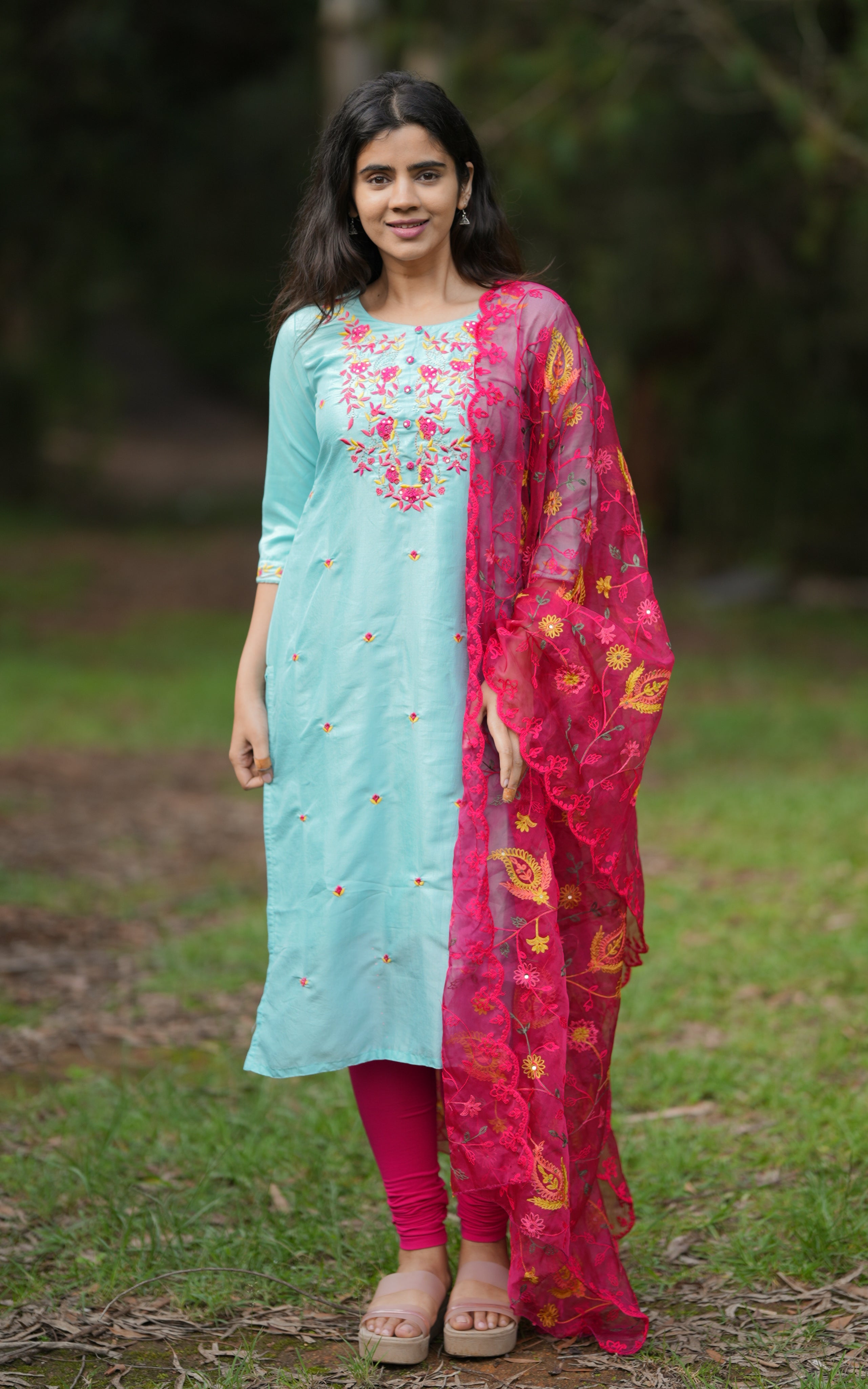 Madhavi Sky Blue (Kurti+Dupatta)