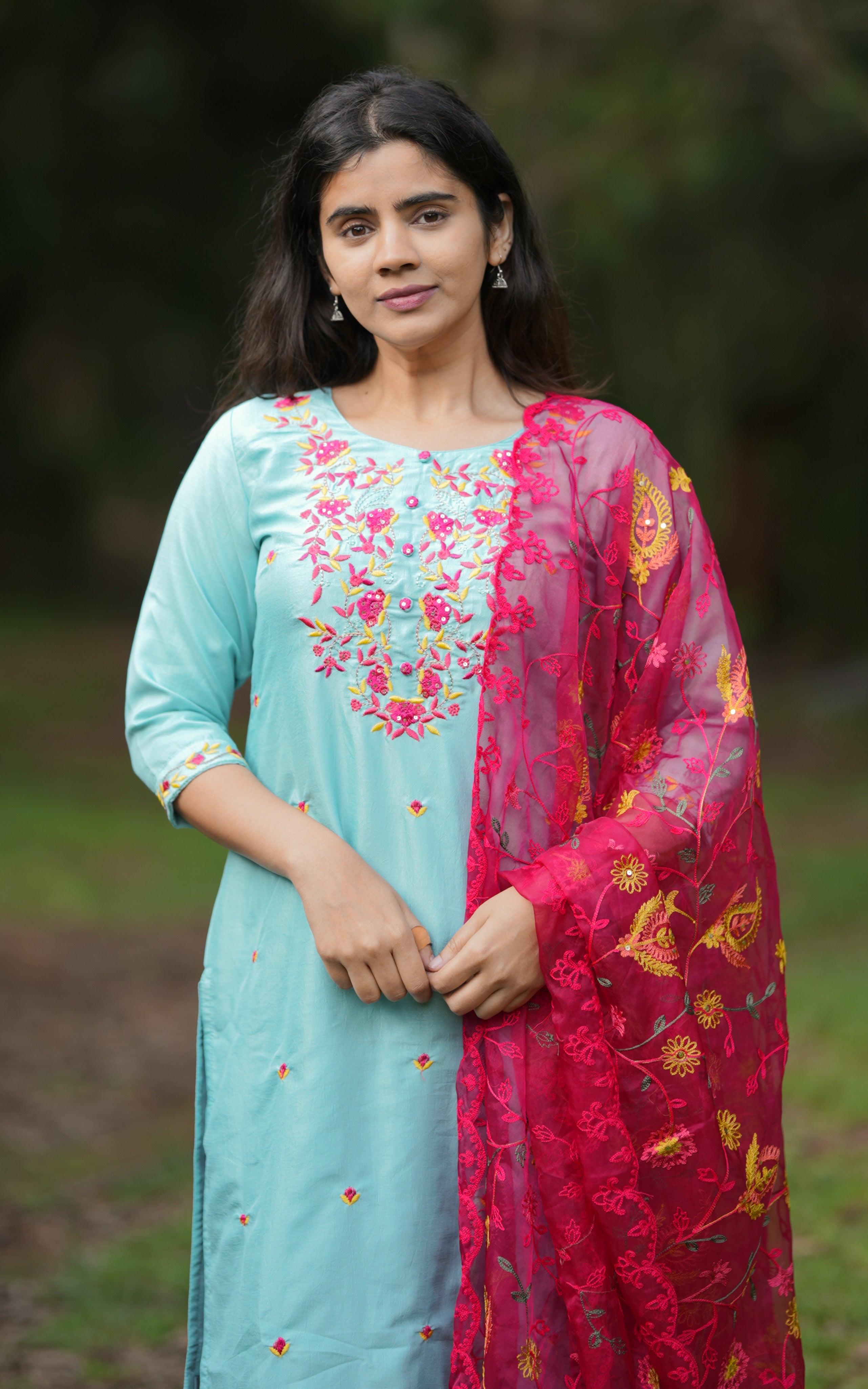 Madhavi Sky Blue (Kurti+Dupatta)