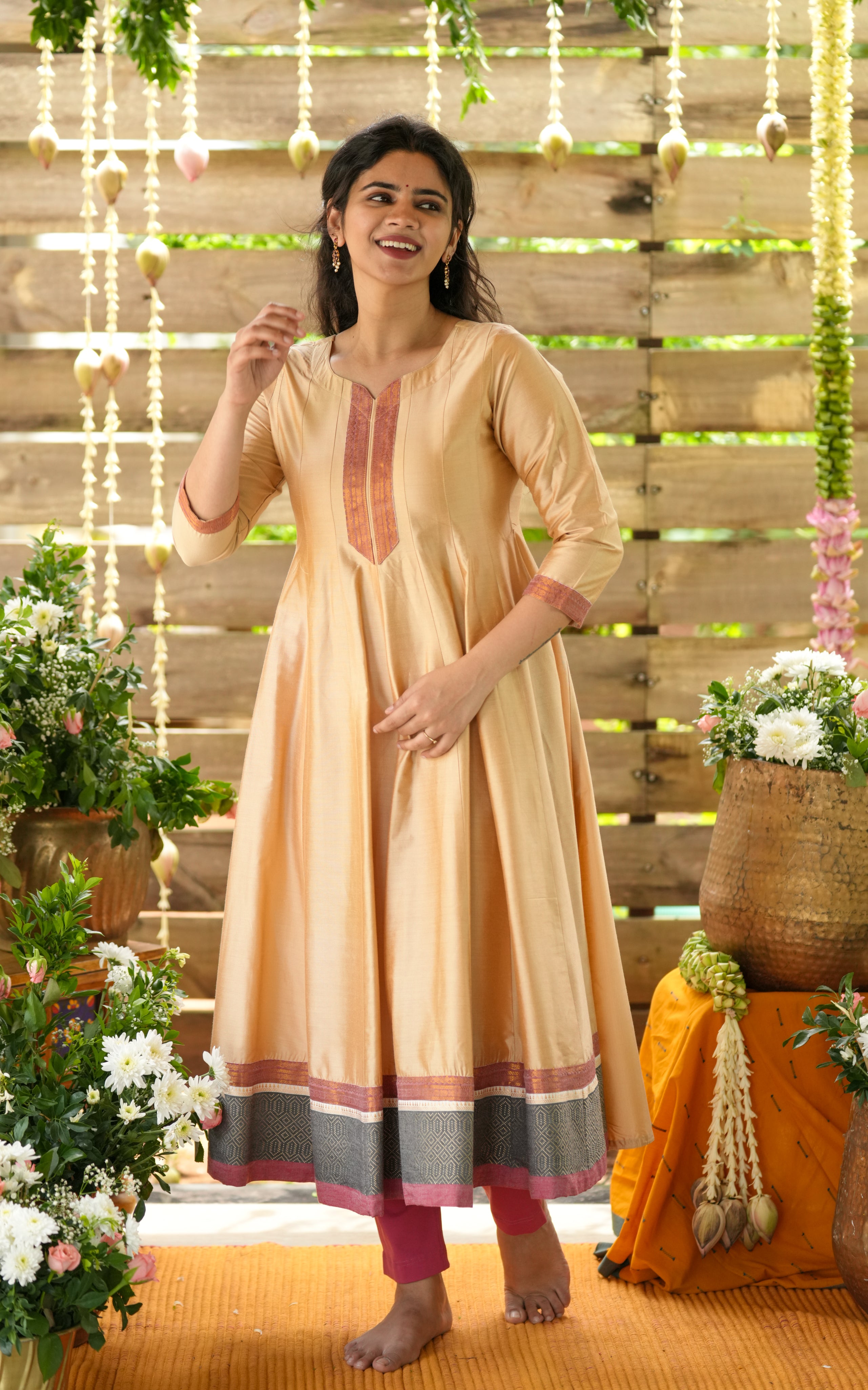Golden anarkali for women